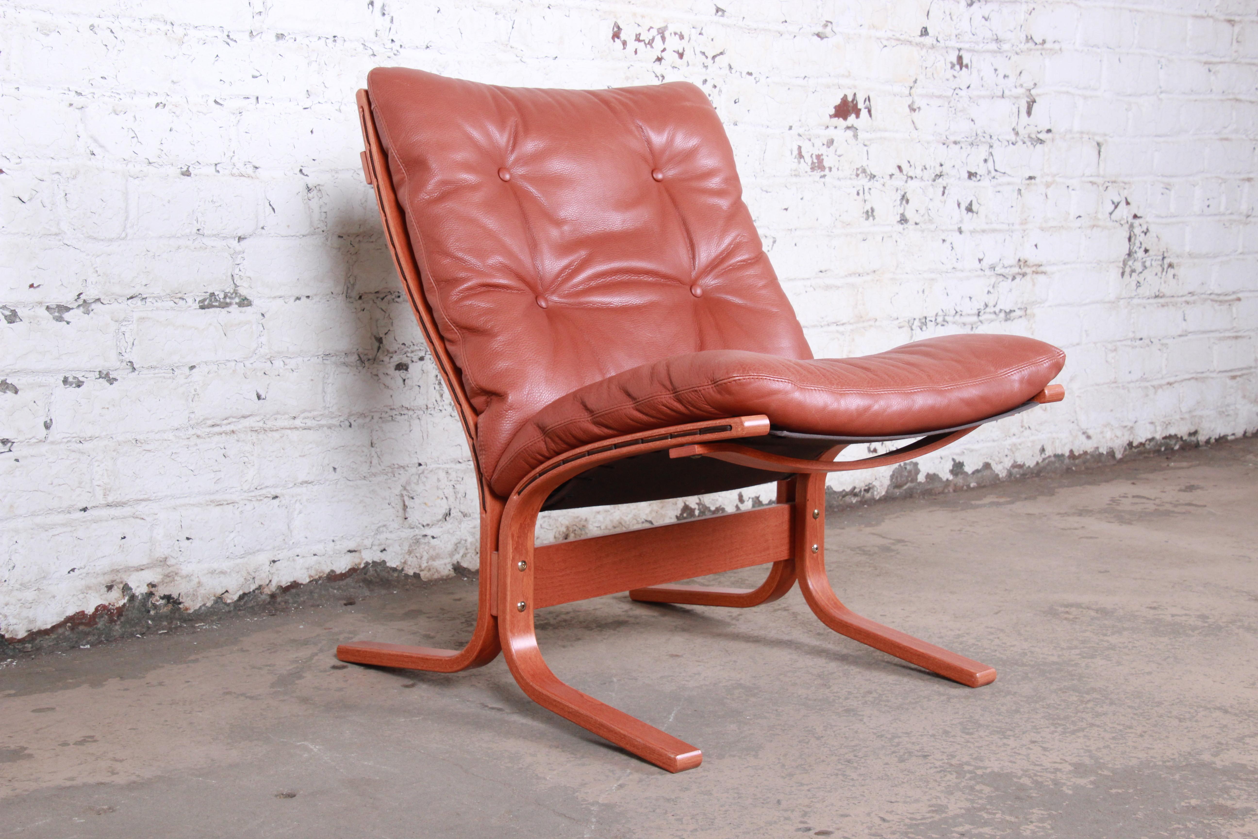 Mid-20th Century Ingmar Relling for Westnofa Teak and Leather Siesta Lounge Chair and Ottoman