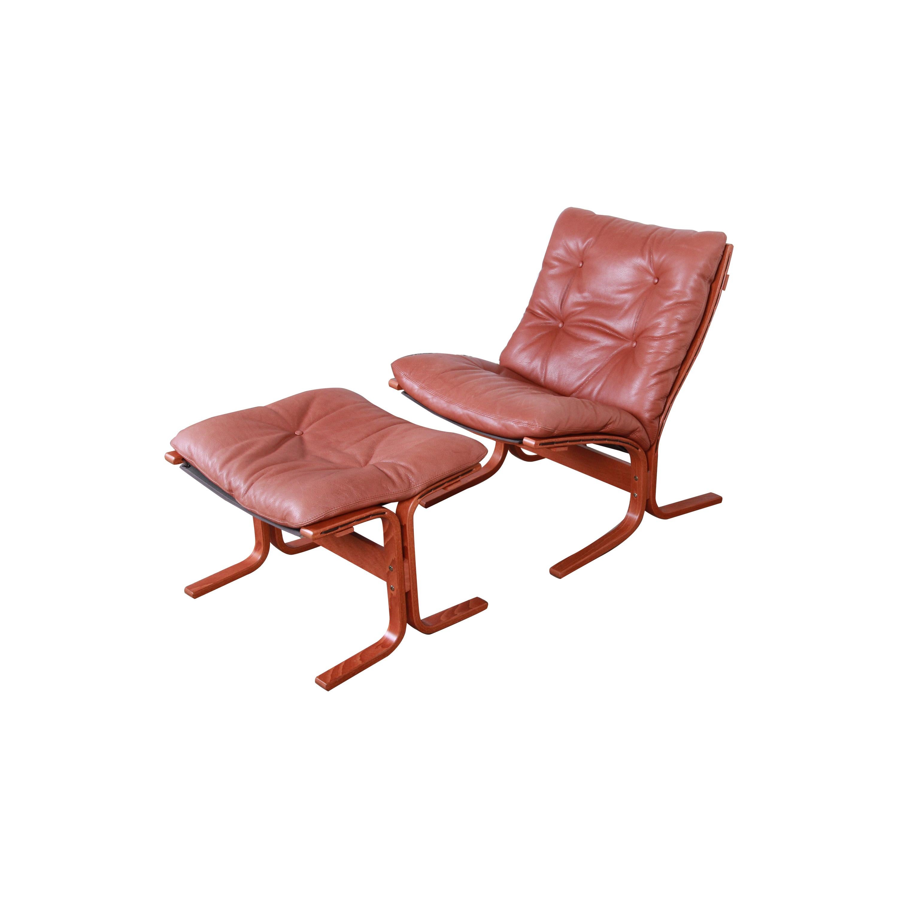 Ingmar Relling for Westnofa Teak and Leather Siesta Lounge Chair and Ottoman