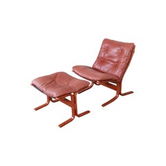 Ingmar Relling for Westnofa Teak and Leather Siesta Lounge Chair and Ottoman