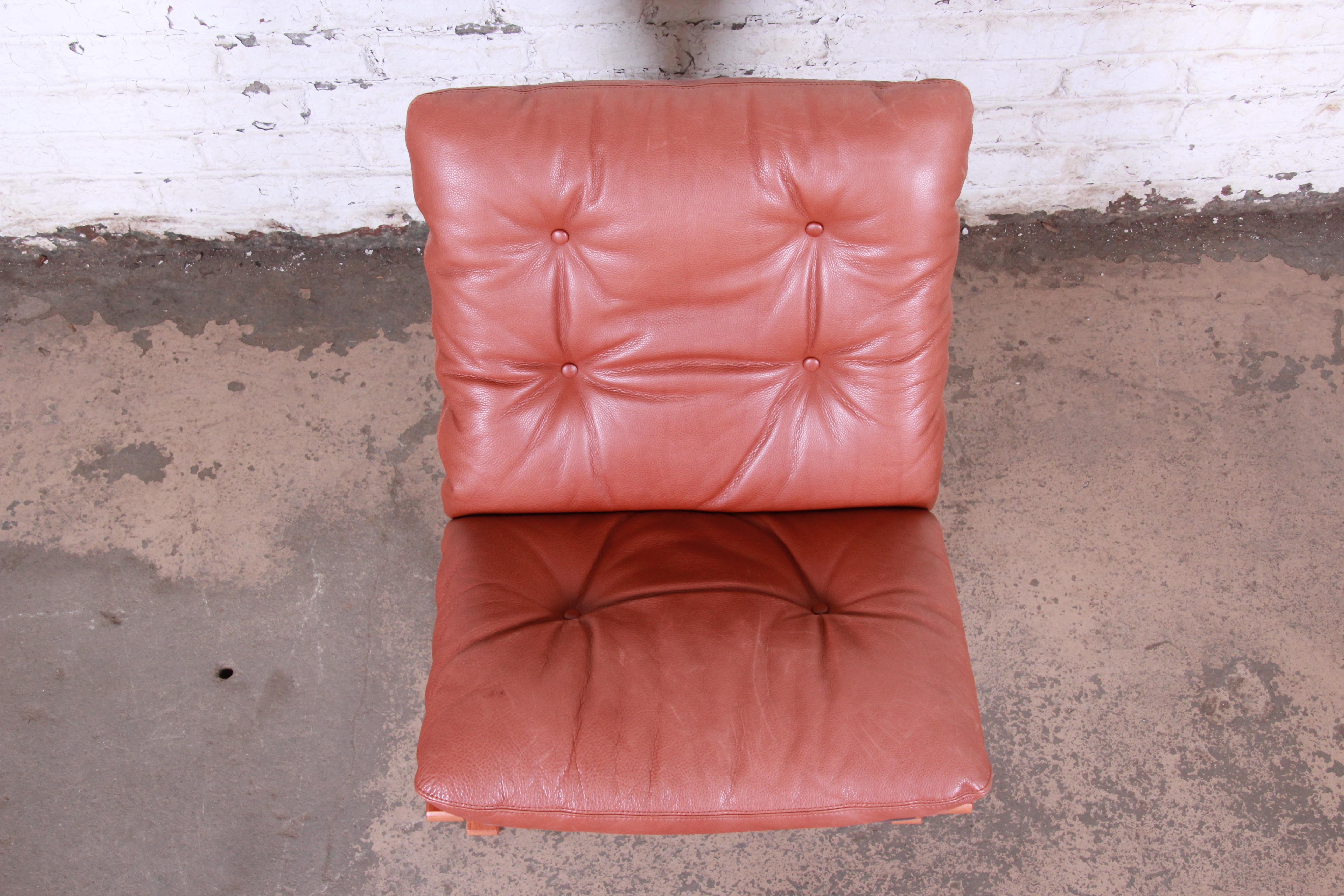 Ingmar Relling for Westnofa Teak and Leather Siesta Lounge Chairs and Ottoman 12