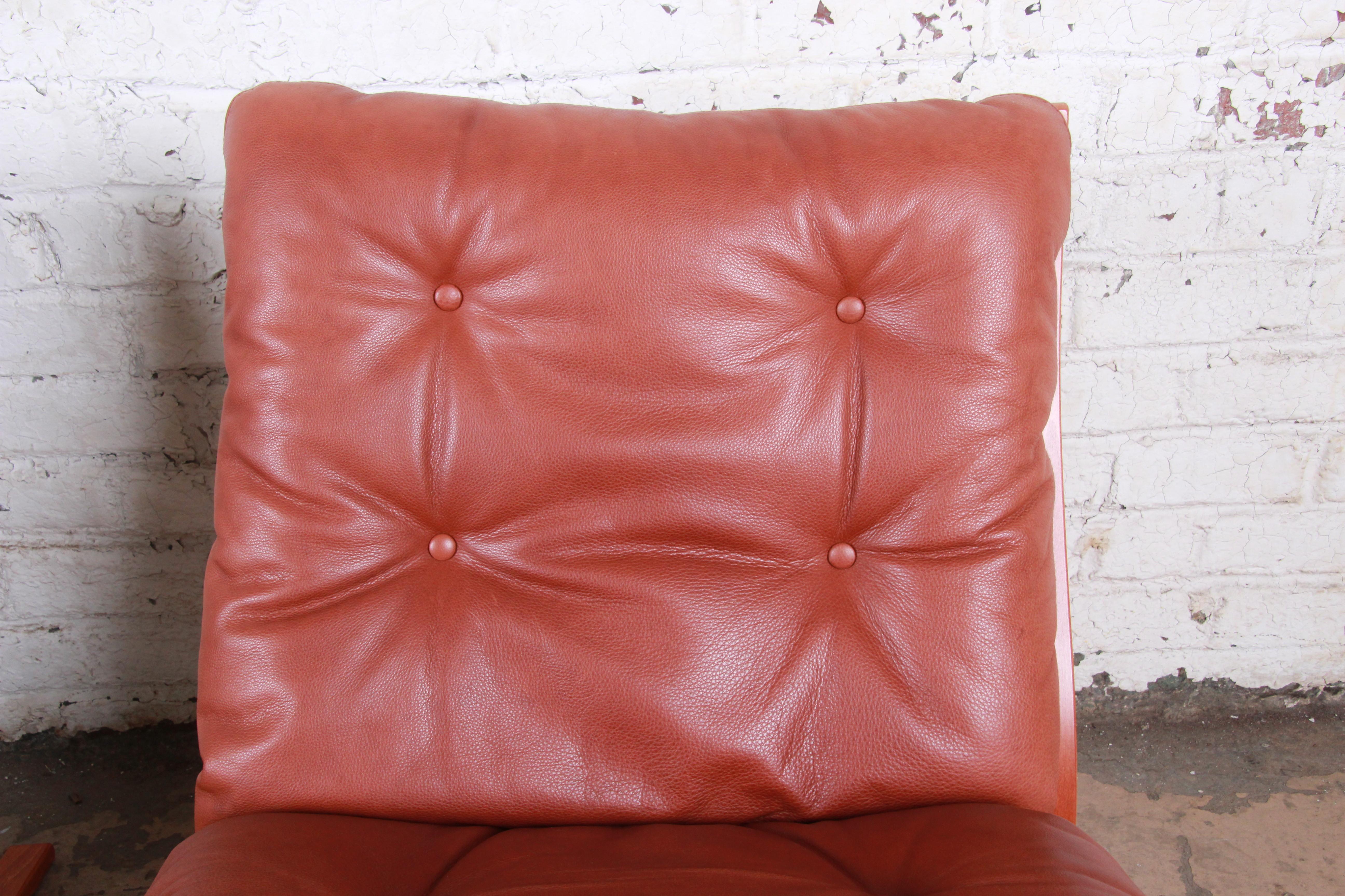Ingmar Relling for Westnofa Teak and Leather Siesta Lounge Chairs and Ottoman 13