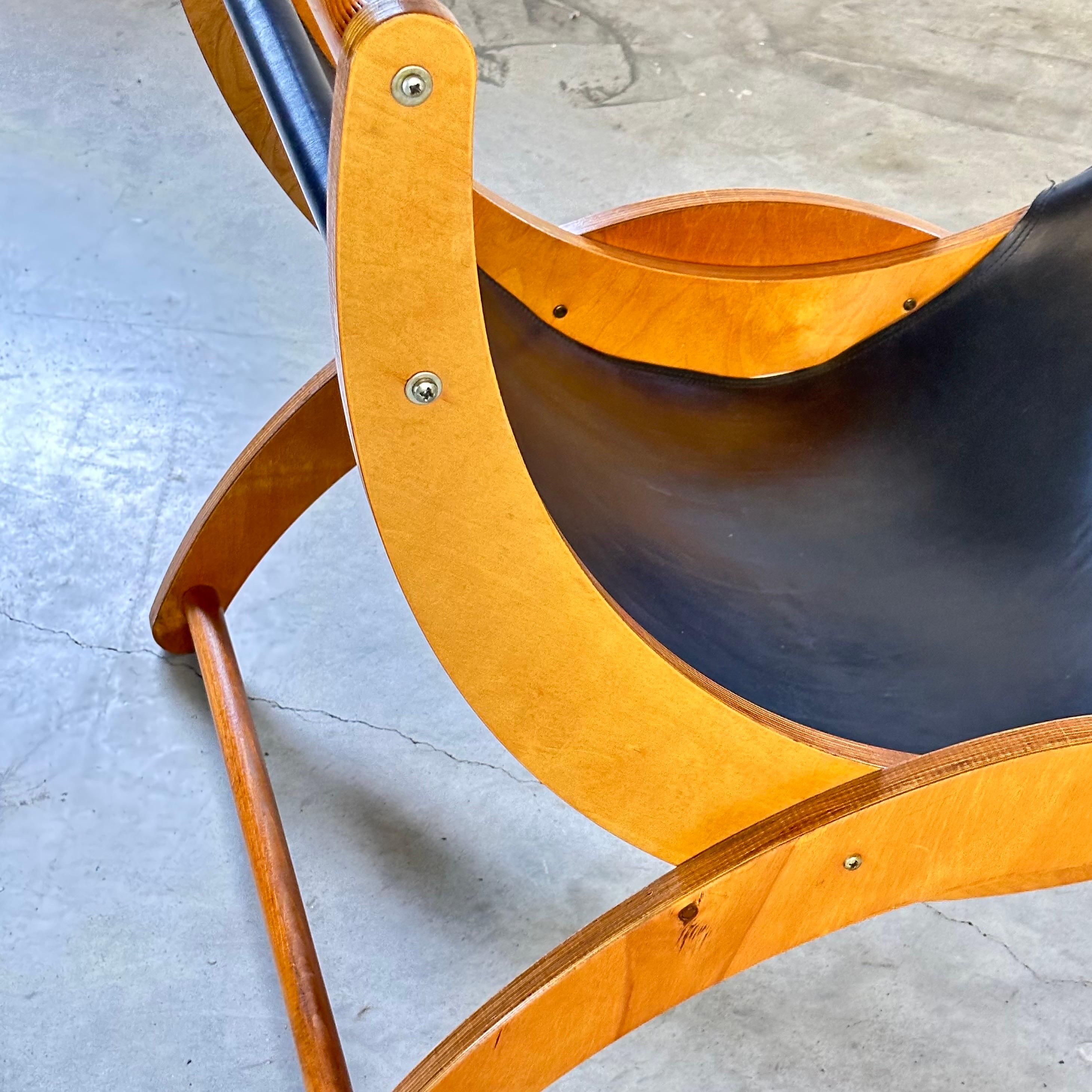 Ingmar Relling Lounge Armchair in Sleek Black Leather, 1960s, Norway 1