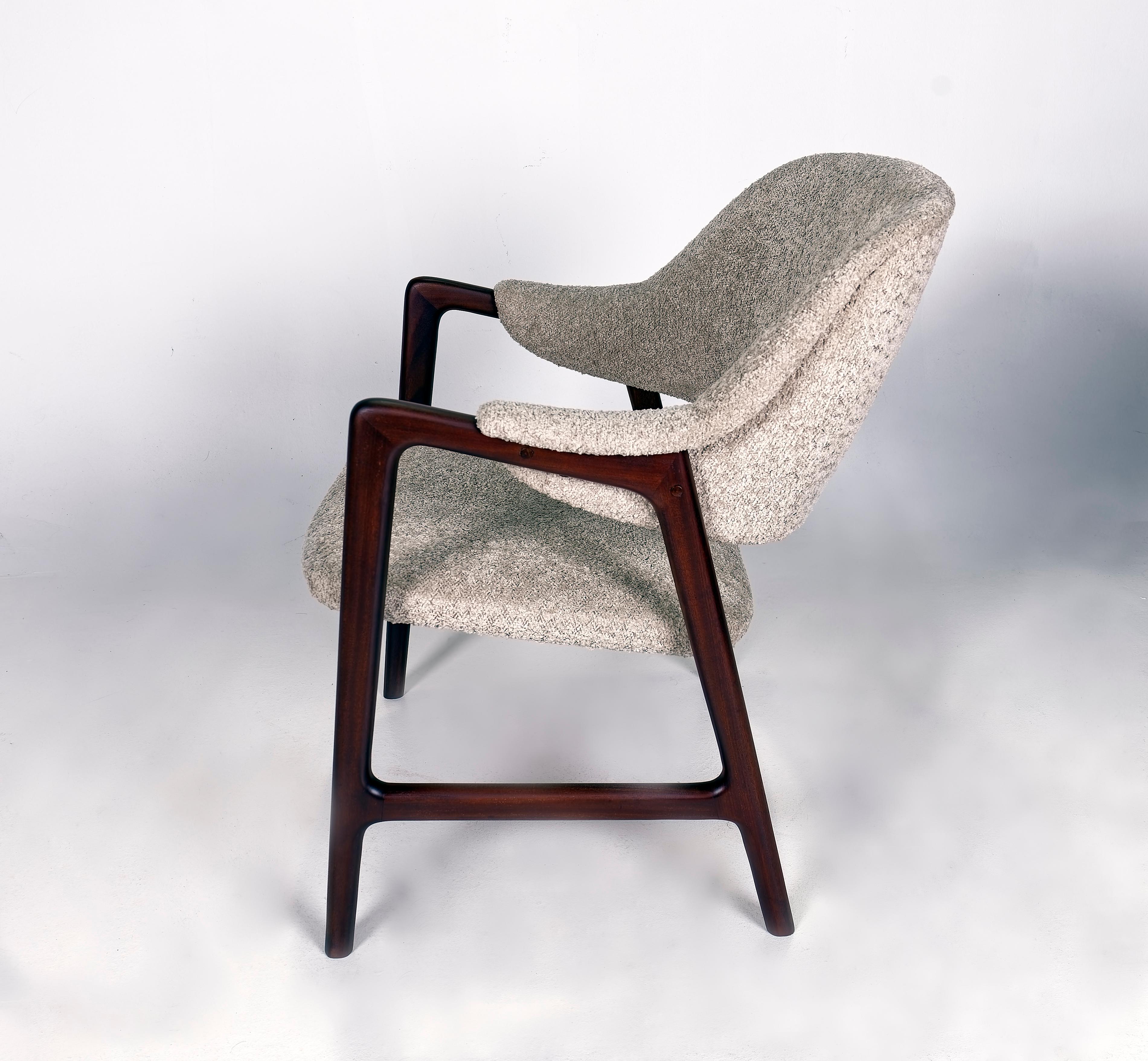 Ingmar Relling Lounge Chair for Westnofa, recently restored and upholstered in a beige boucle.