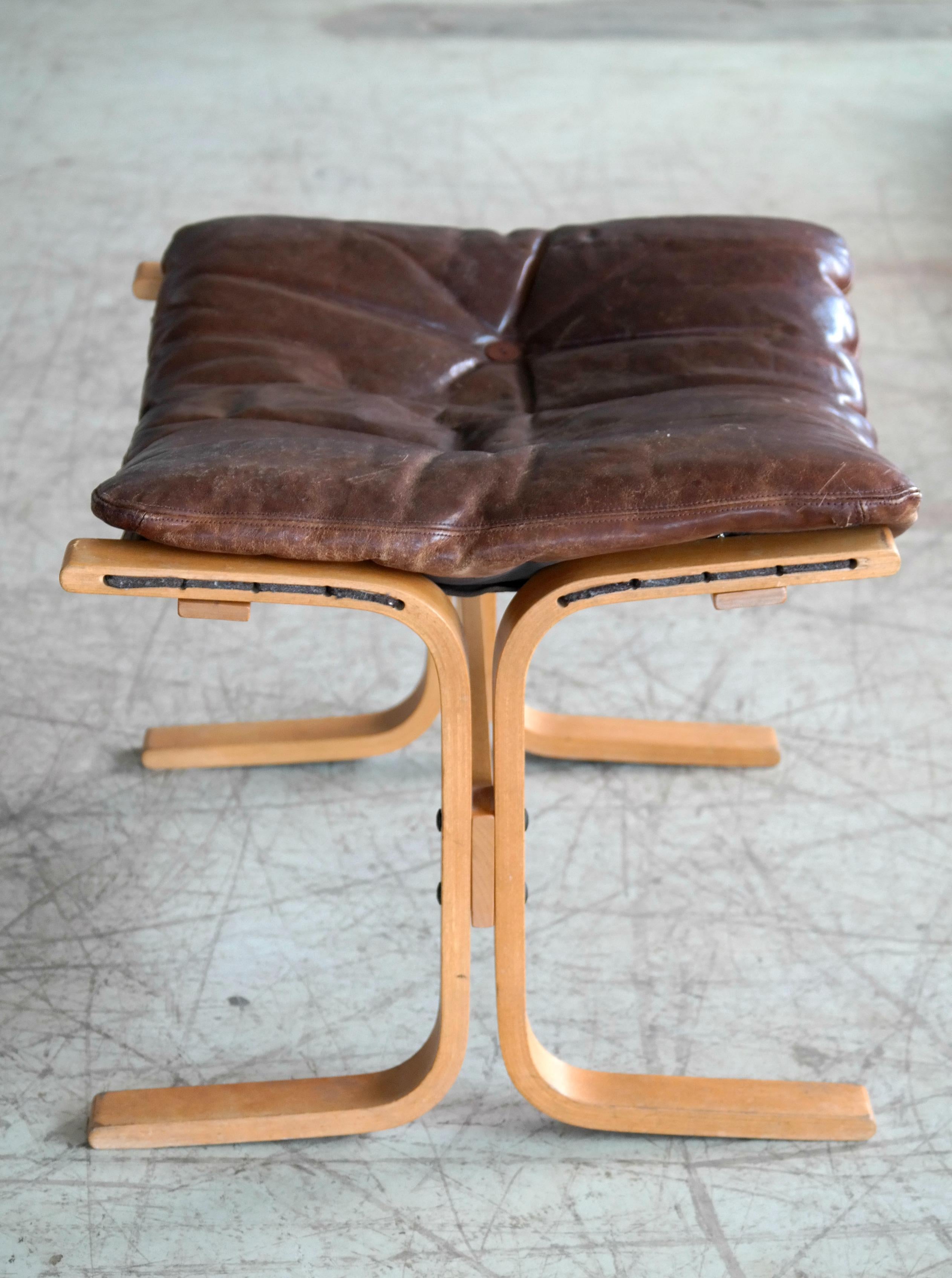 Ingmar Relling Siesta Chair with Ottoman in Brown Patinated Leather by Westnofa 4