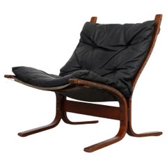Ingmar Relling "Siesta" Easy Chair for Westnofa in Black Leather, 1970s