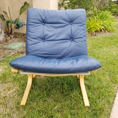 Ingmar Relling SIESTA Lounge Chair Westnofa Blue Leather Norway 1960s