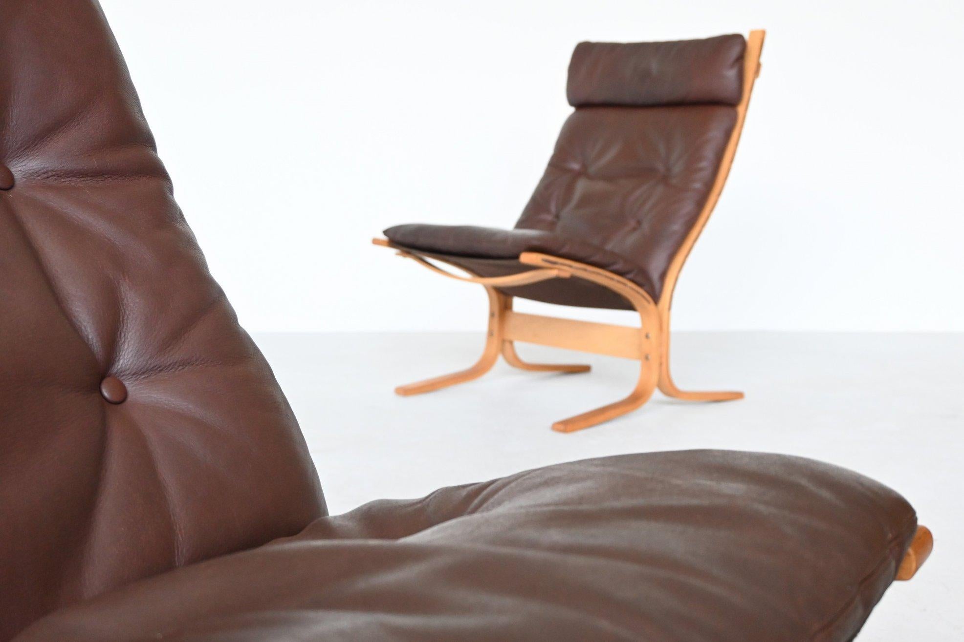 Leather Ingmar Relling Siesta Lounge Chairs set Westnofa, Norway, 1960
