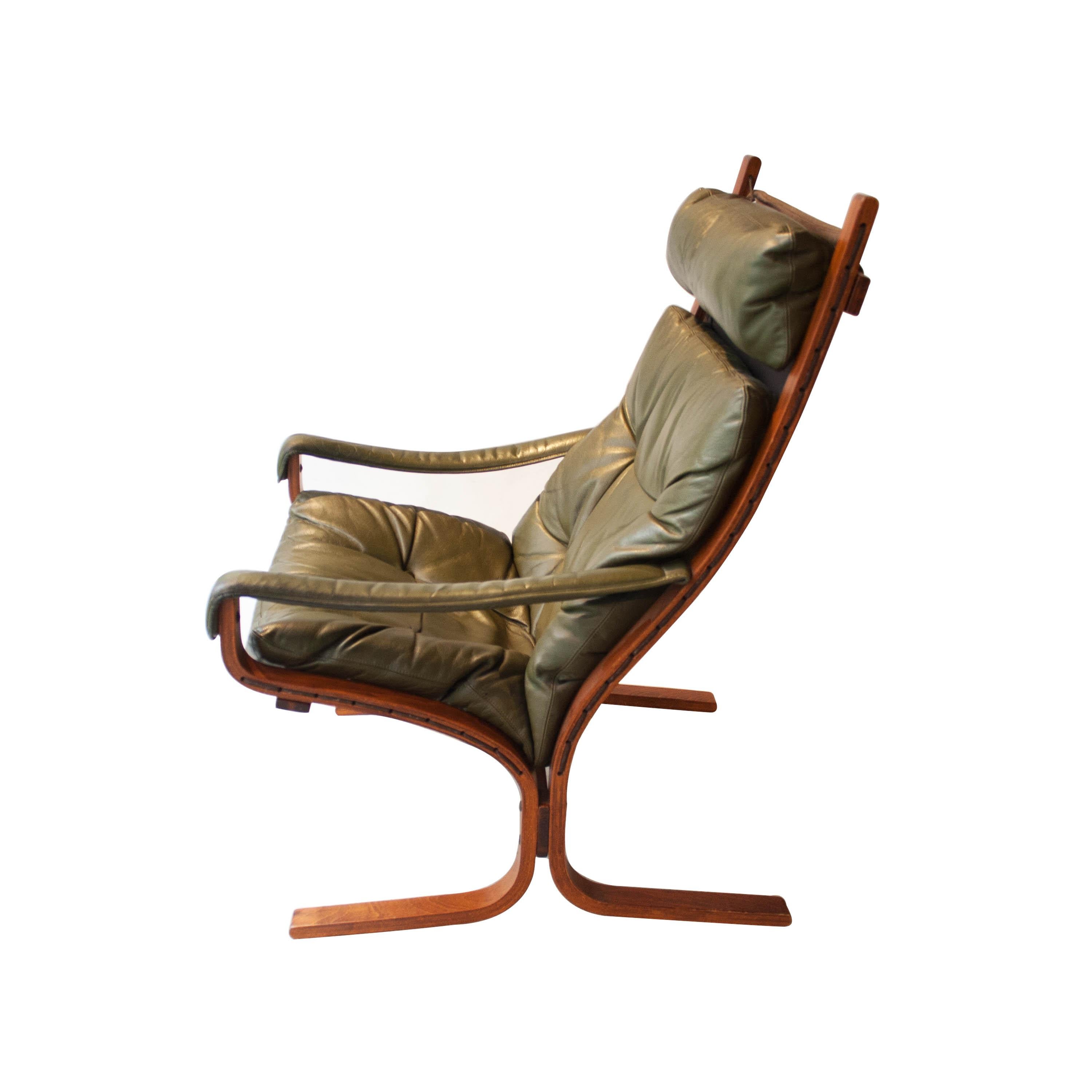 Mid-Century Modern Ingmar Relling Siesta Green High Back and Armrests Chair, Norway, 1960