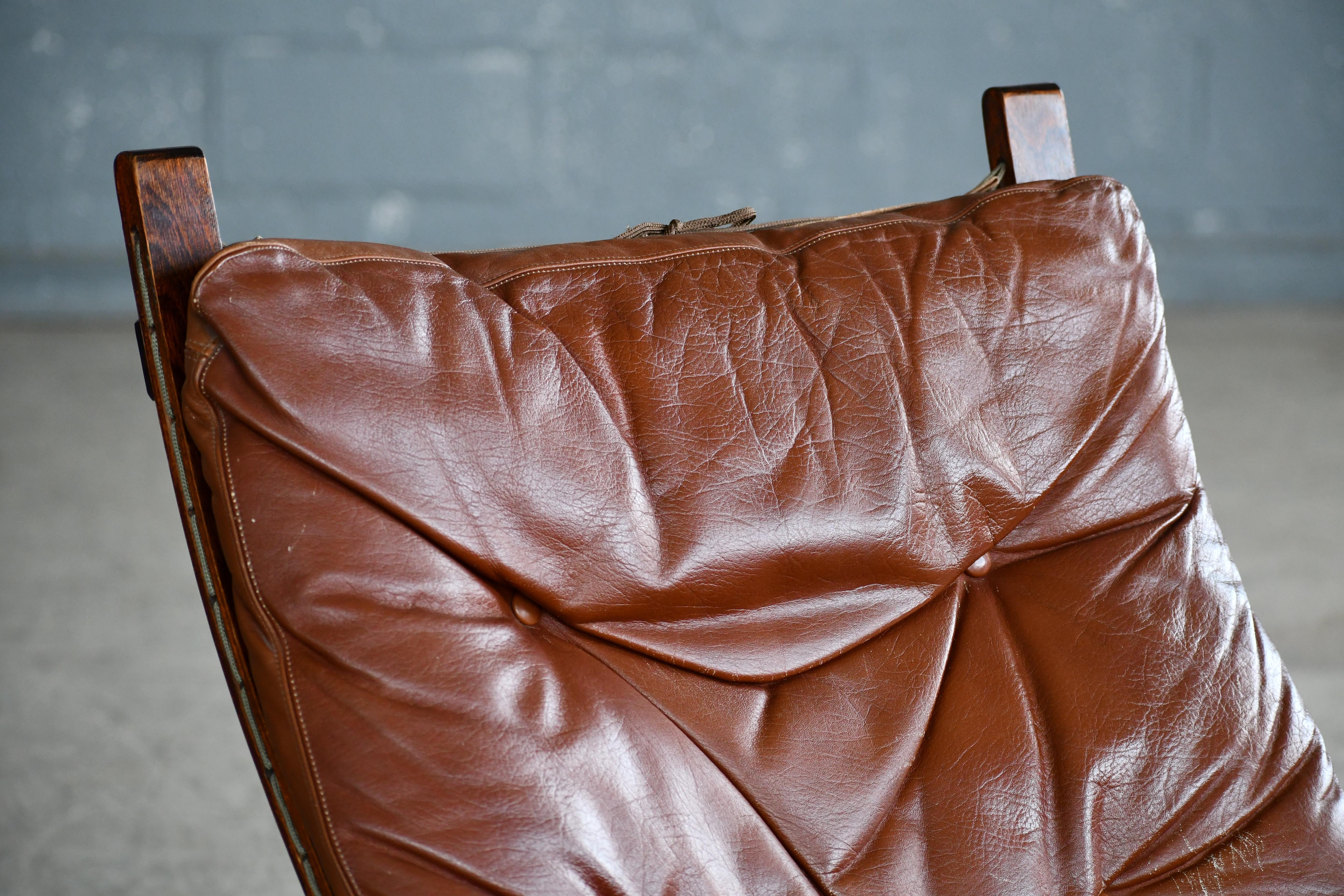 Norwegian Ingmar Relling Siesta Sling Chair in Cappuccino Leather for Westnofa