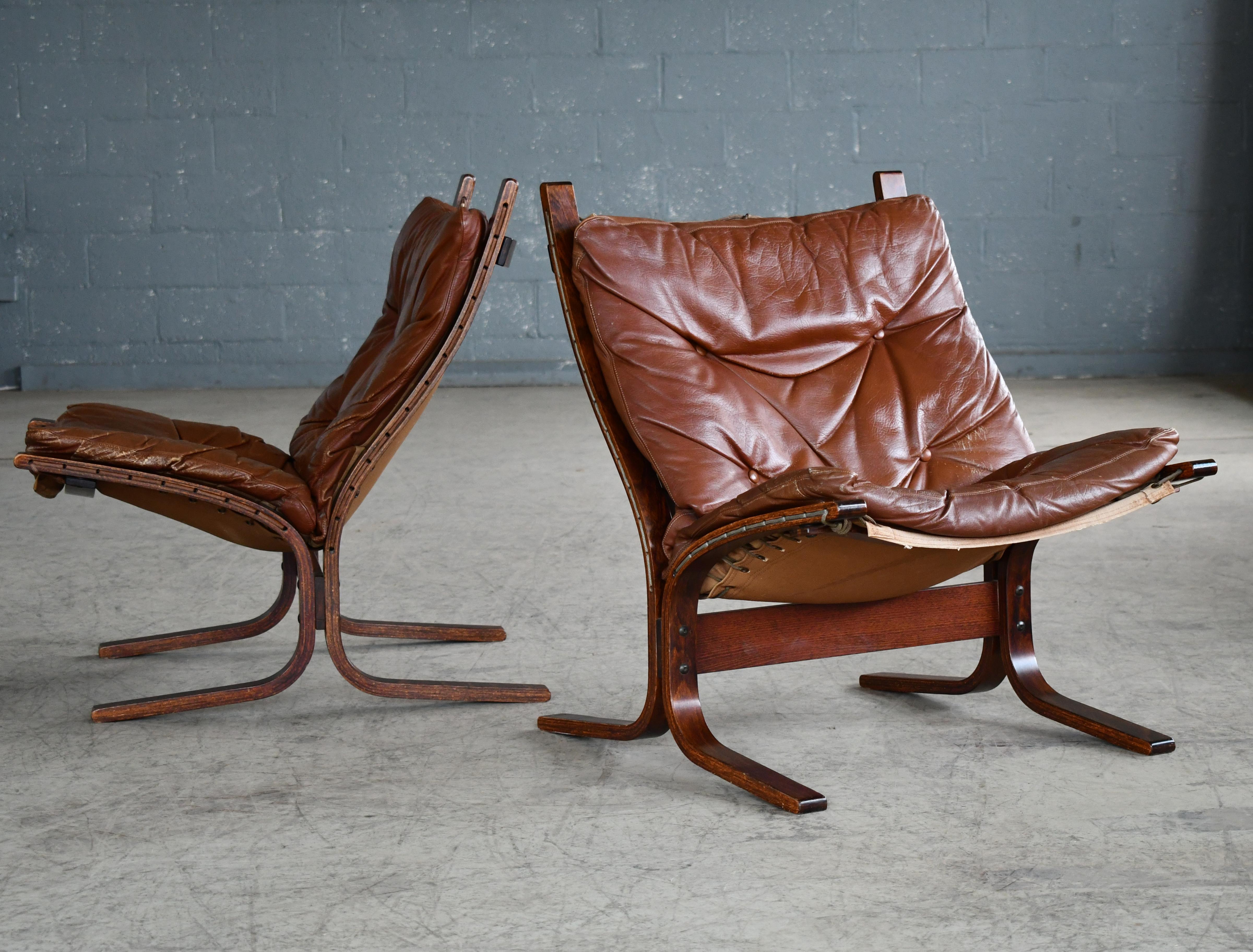 Ingmar Relling Siesta Sling Chair in Cappuccino Leather for Westnofa 3