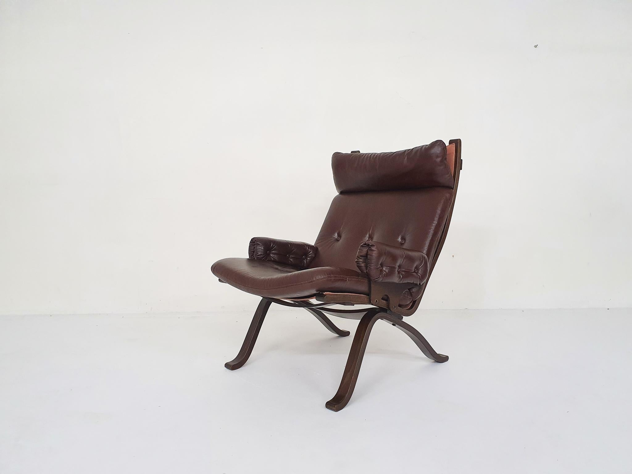 Scandinavian Modern Ingmar Relling Style Lounge Chair, Norway, 1970's For Sale