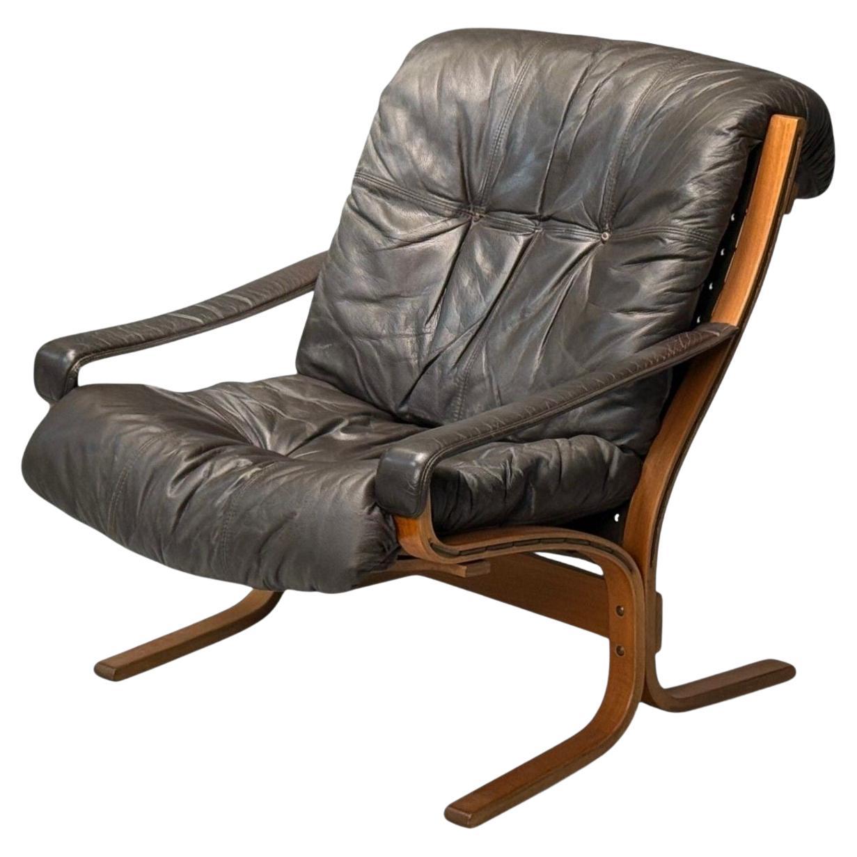 Ingmar Relling, Westnofa, Brown Leather, Bentwood, Lounge Chair, Norway, 1960s