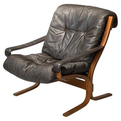 Ingmar Relling, Westnofa, Braunes Leder, Bugholz, Loungesessel, Norwegen, 1960er Jahre