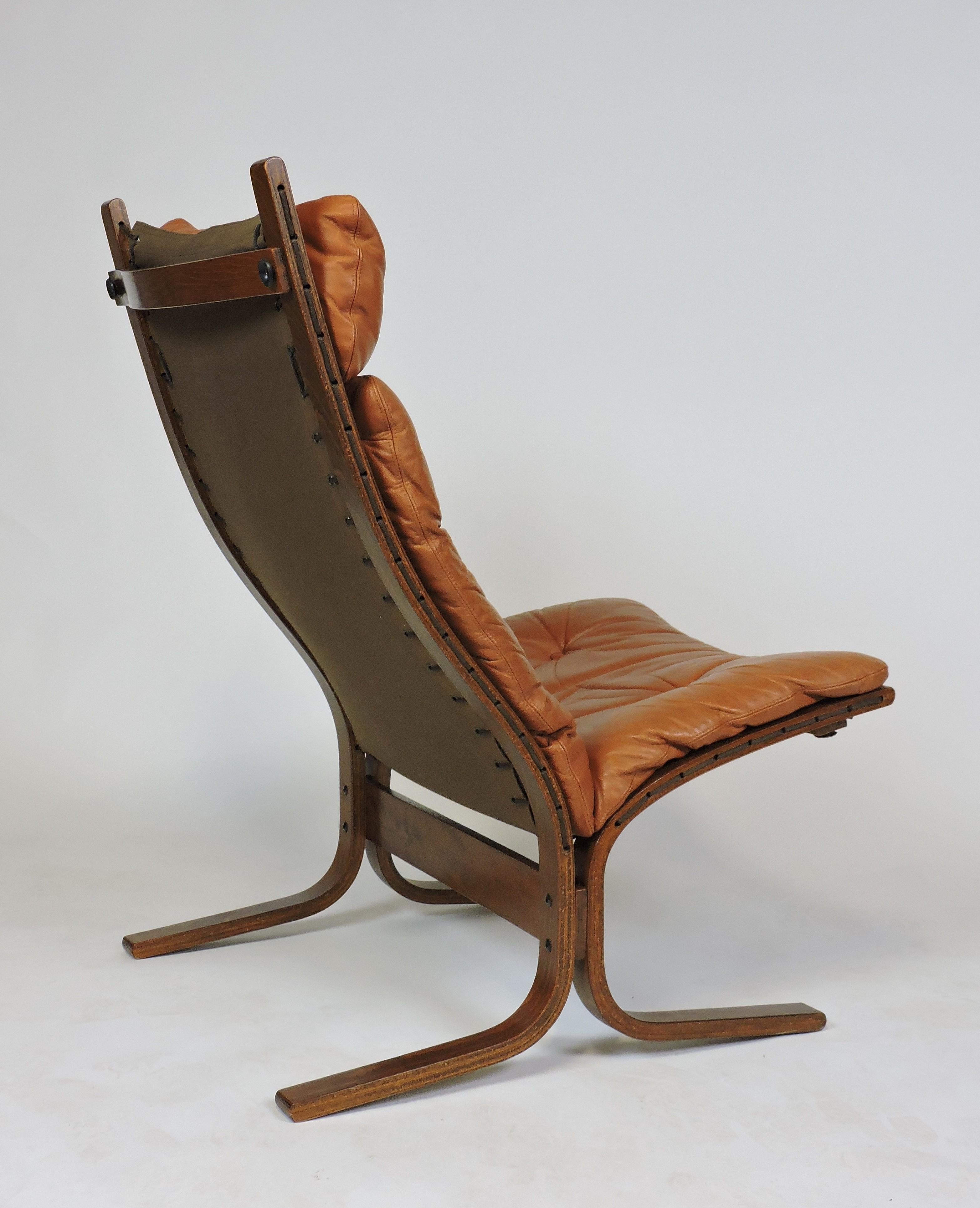 Norwegian Ingmar Relling Danish Modern Siesta High Back Sling Lounge Chair by Westnofa