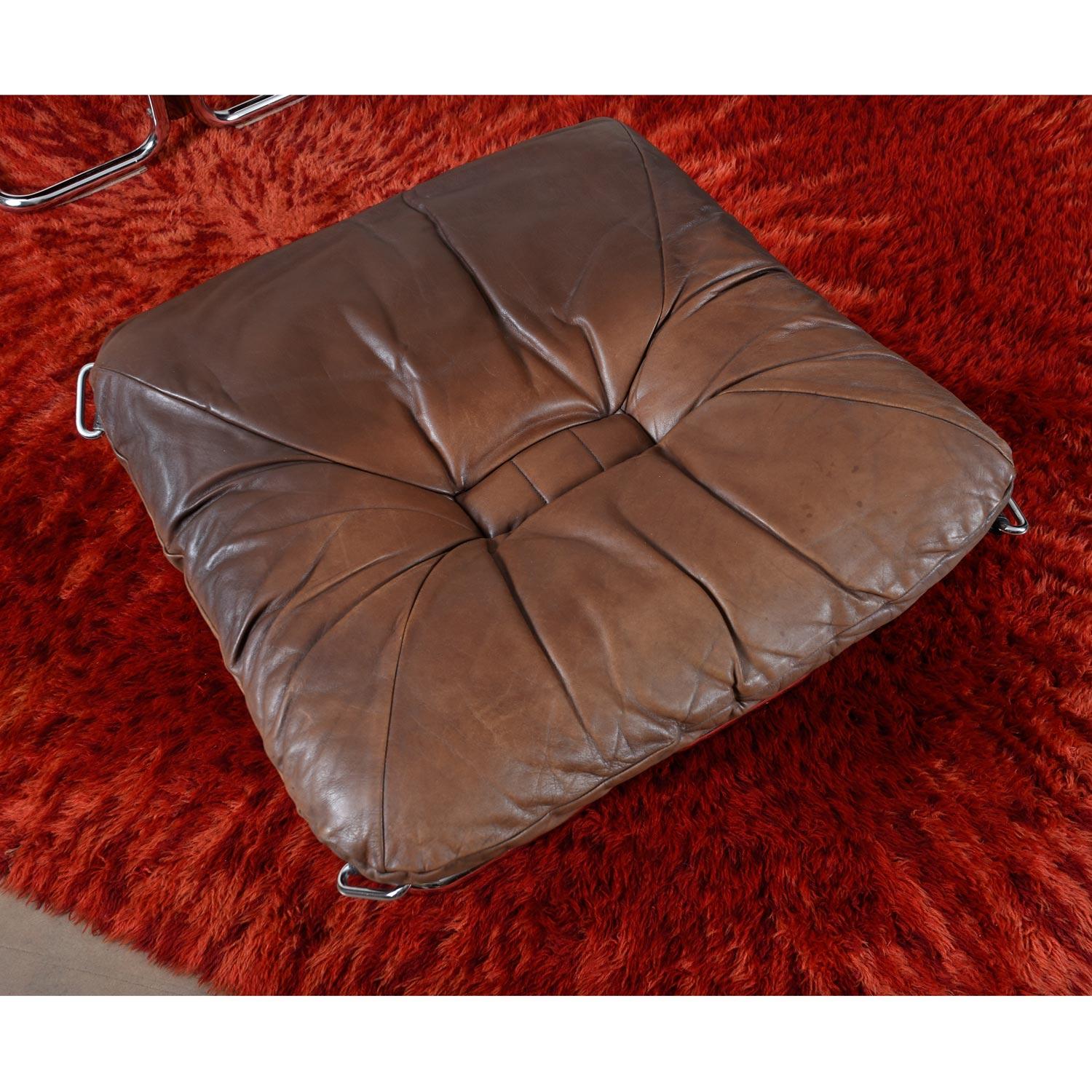 Scandinavian Modern Ingmar Relling Westnofa Leather Chrome Rosewood Lounge Chair & Ottoman of Norway