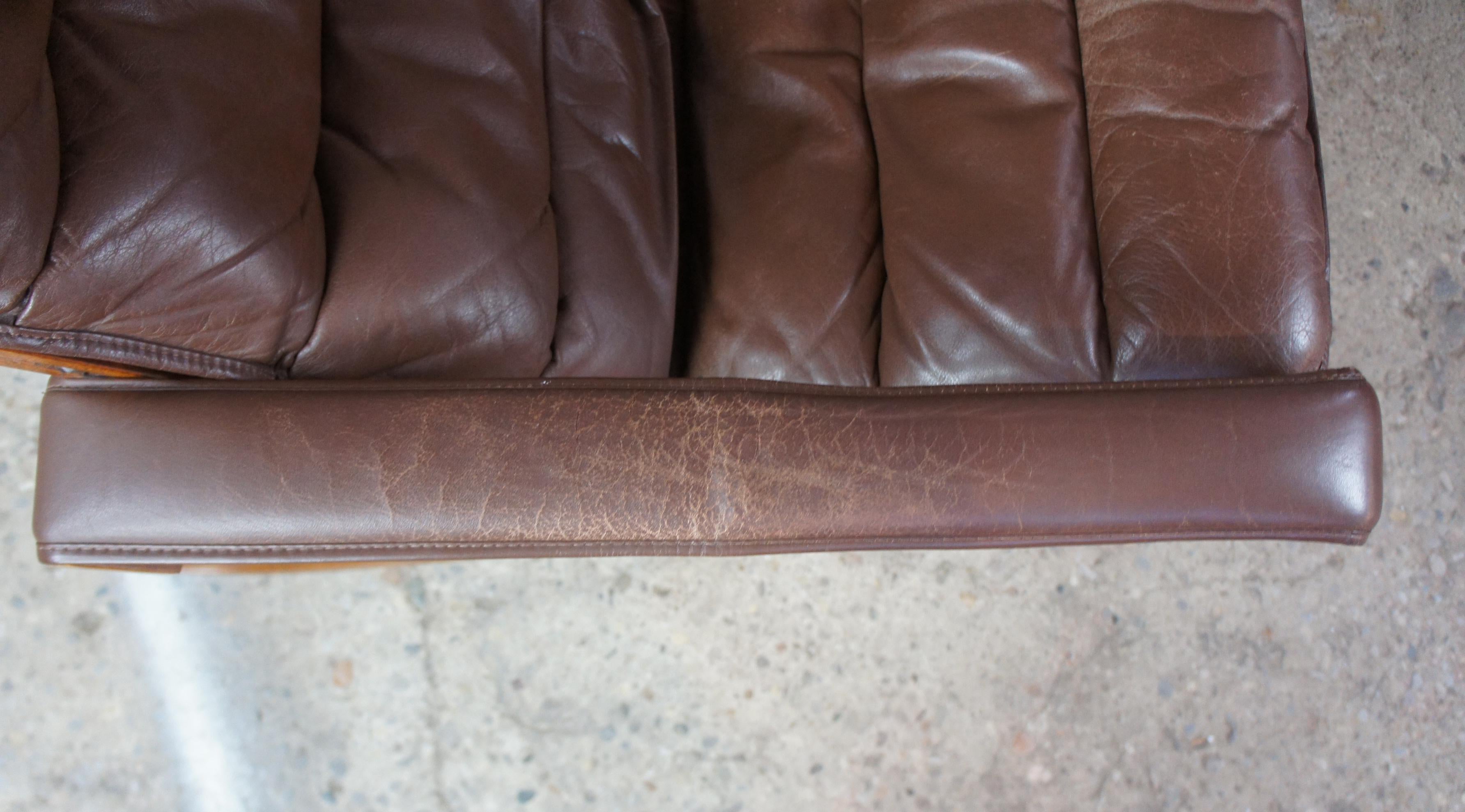 Ingmar Relling Westnofa Leather Lounge Flex Armchair Ottoman Scandinavian MCM 2