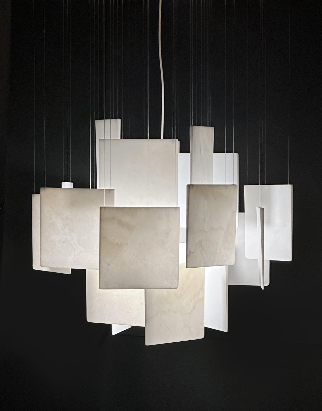 Ingo Decorative Ceiling Lamp in Bianco Carrara Marble by Bufalini Marmi