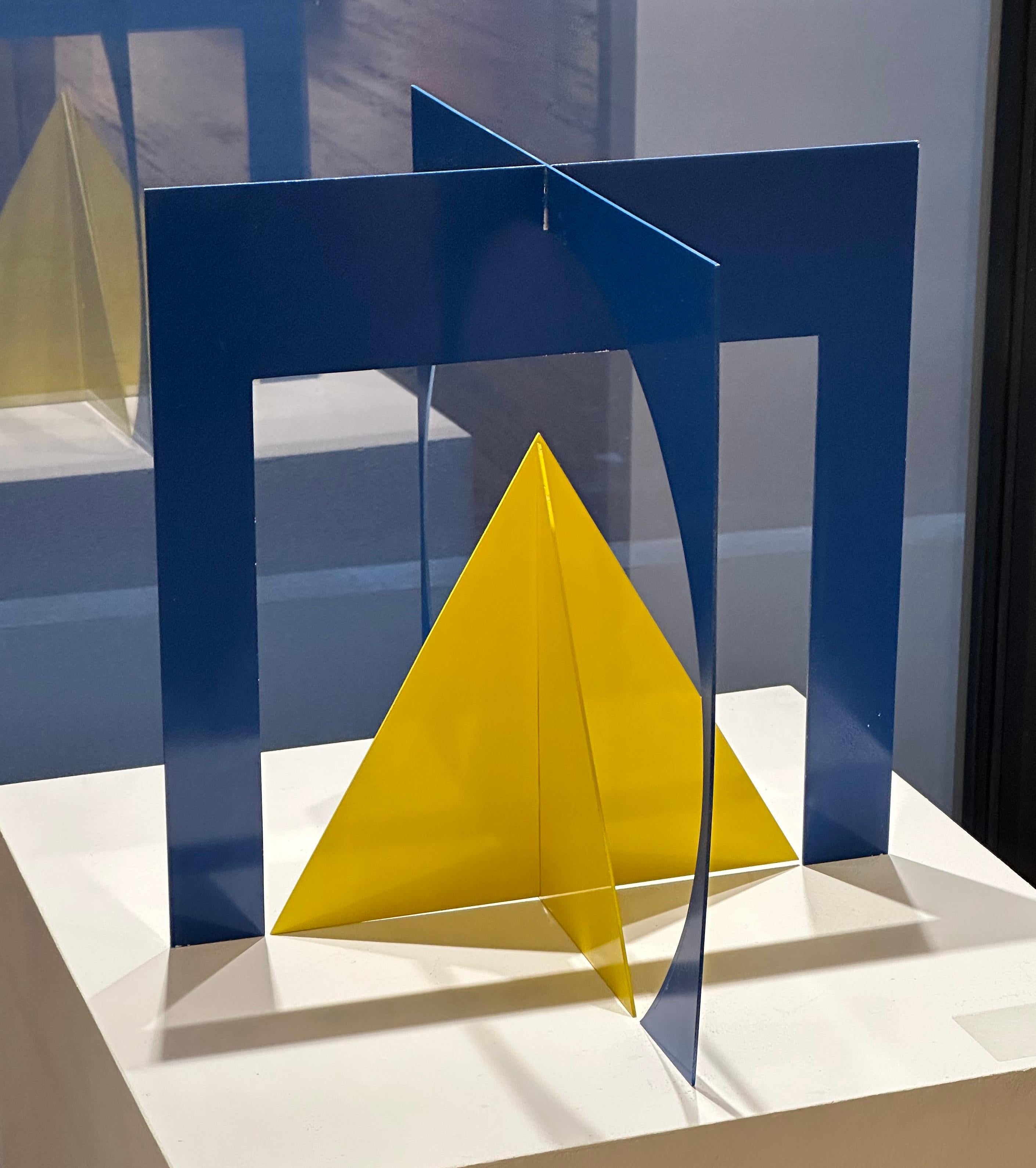 Ingo Glass Abstract Sculpture - Circle + Square Surrounding the Positive Pyramid