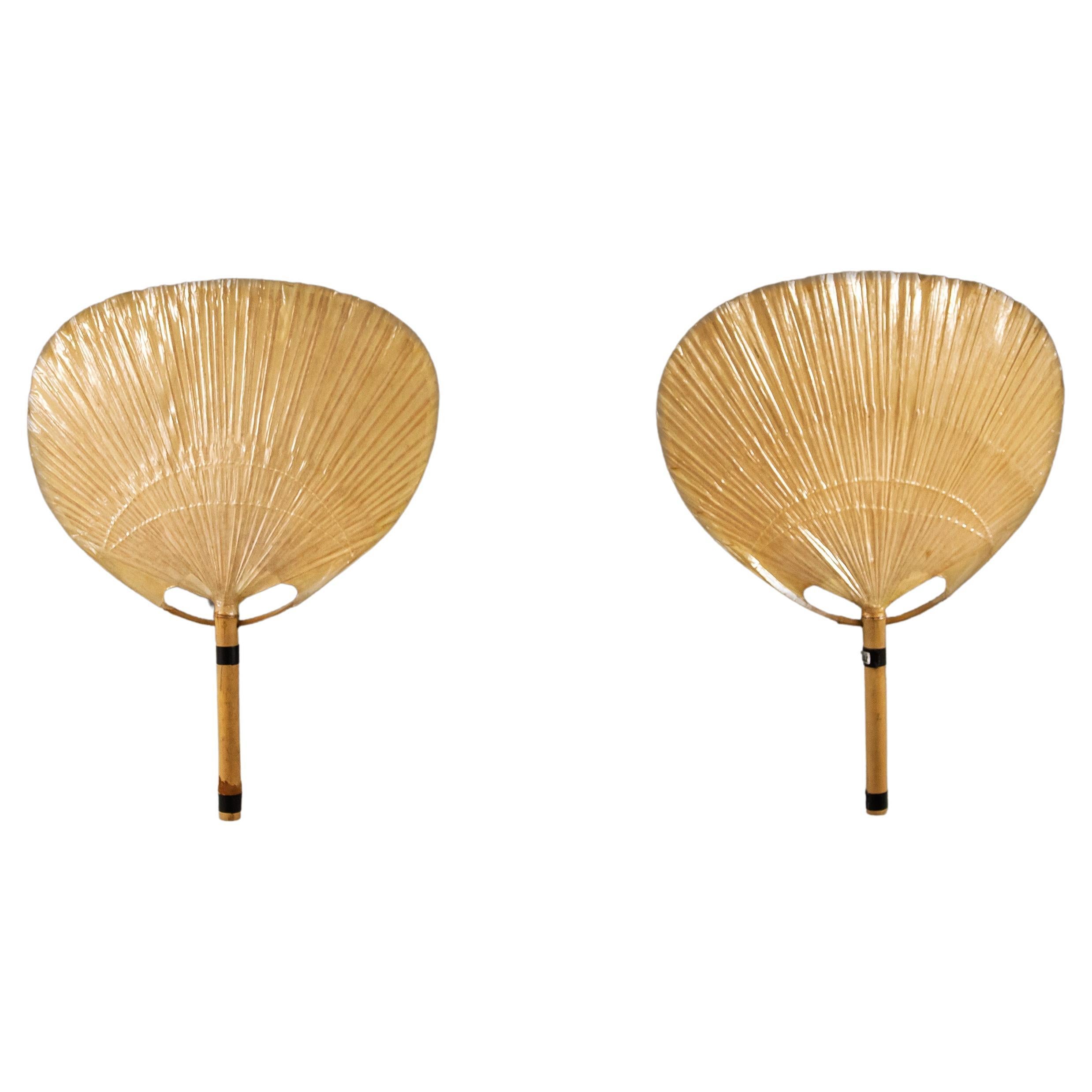 Applique murale Ingo Maurer en bambou Uchiwa III 1973, lot de 2