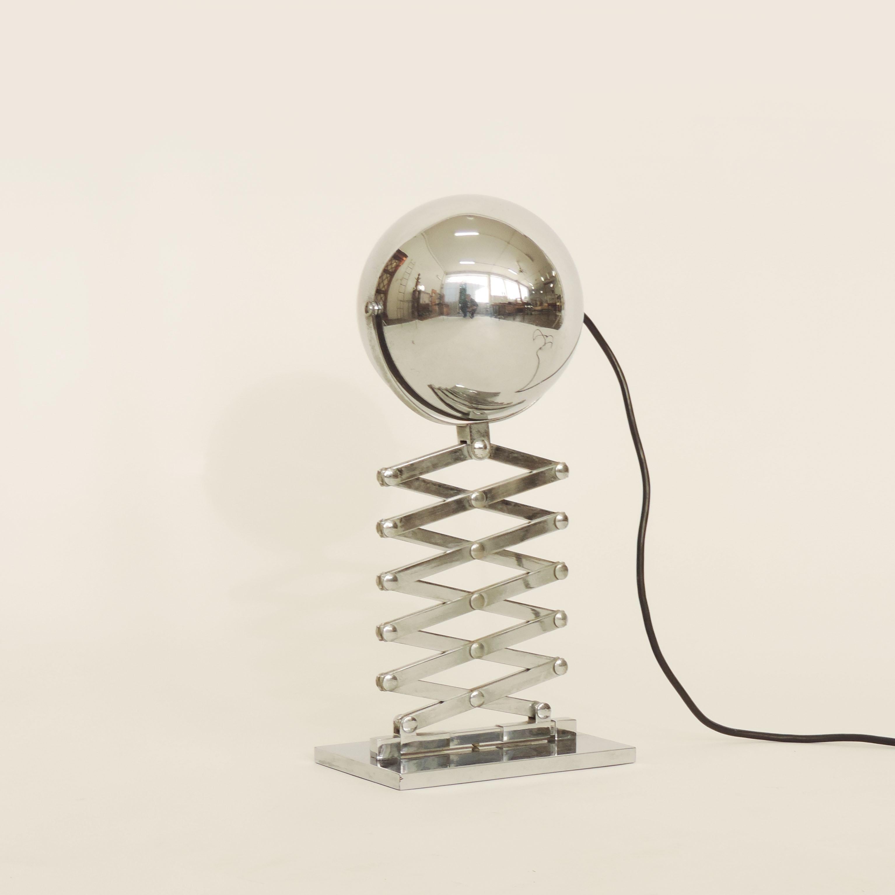 Modern Ingo Maurer Chrome Scissor Table Lamp for Design M, Germany, 1968