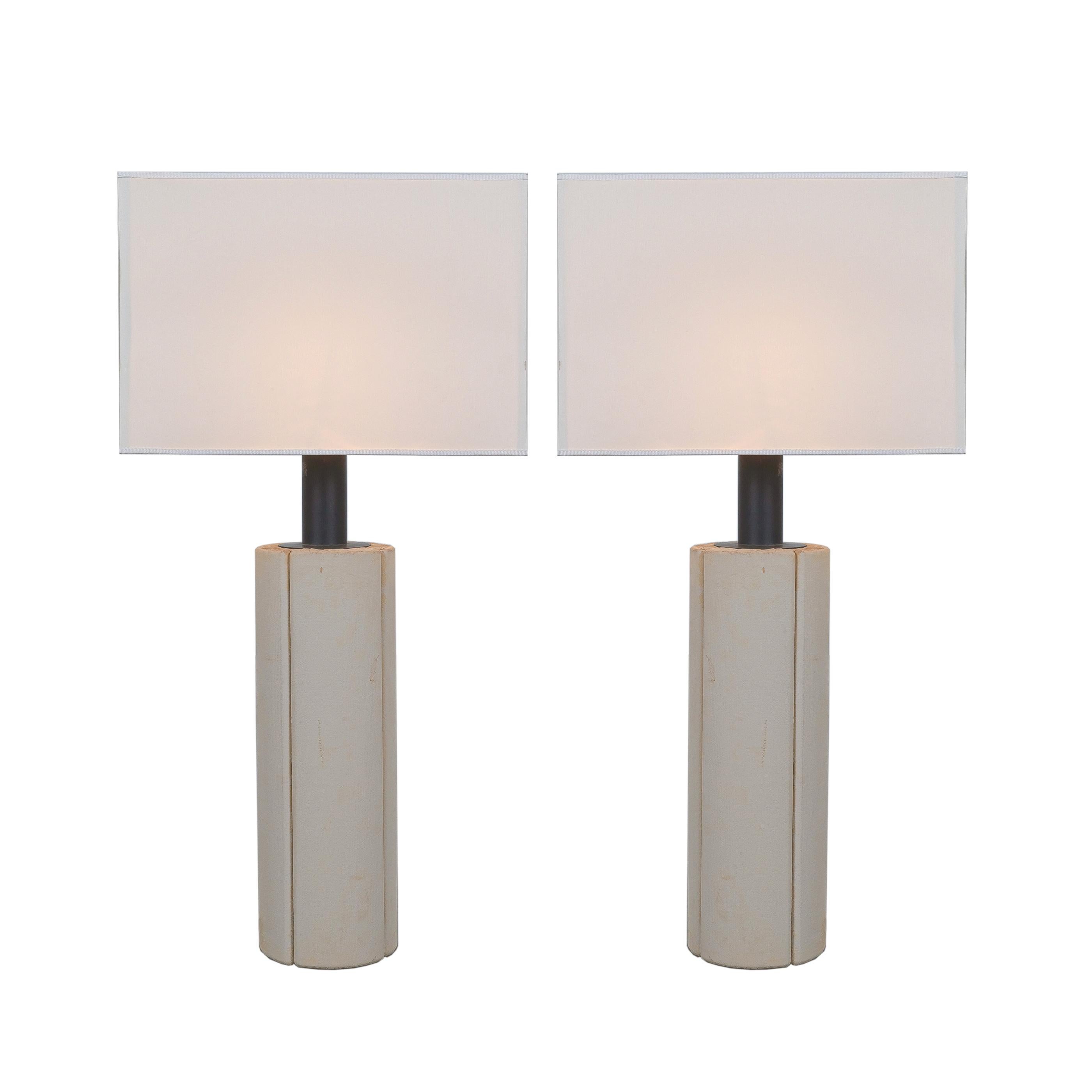 Ingo Maurer Faux Suede Leather Table Lamps, Germany, 1970 For Sale