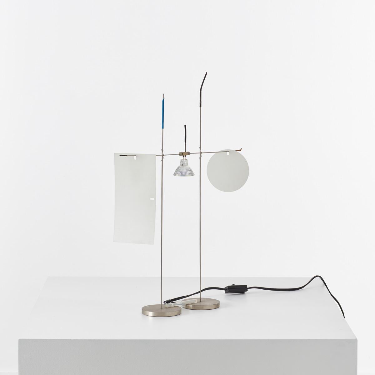 Rare out of production ‘Fukushu’ lamp by light sculptor Ingo Maurer. Height of the light source is adjustable.

Nickel-plated metal and PVC. Full working condition, minimal wear.

Measures: H58 W34cm

F084.
  