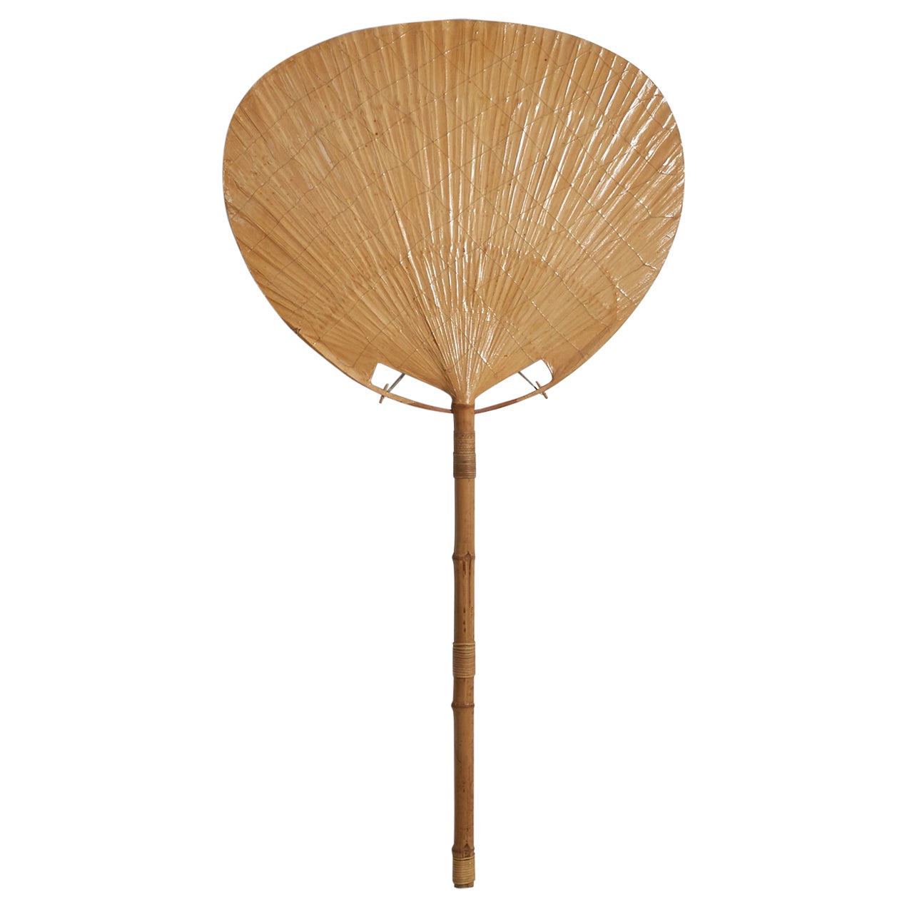 Ingo Maurer, Large "Uchiwa" Wall Light, Bamboo, Wicker, Rice Paper Germany 1970s
