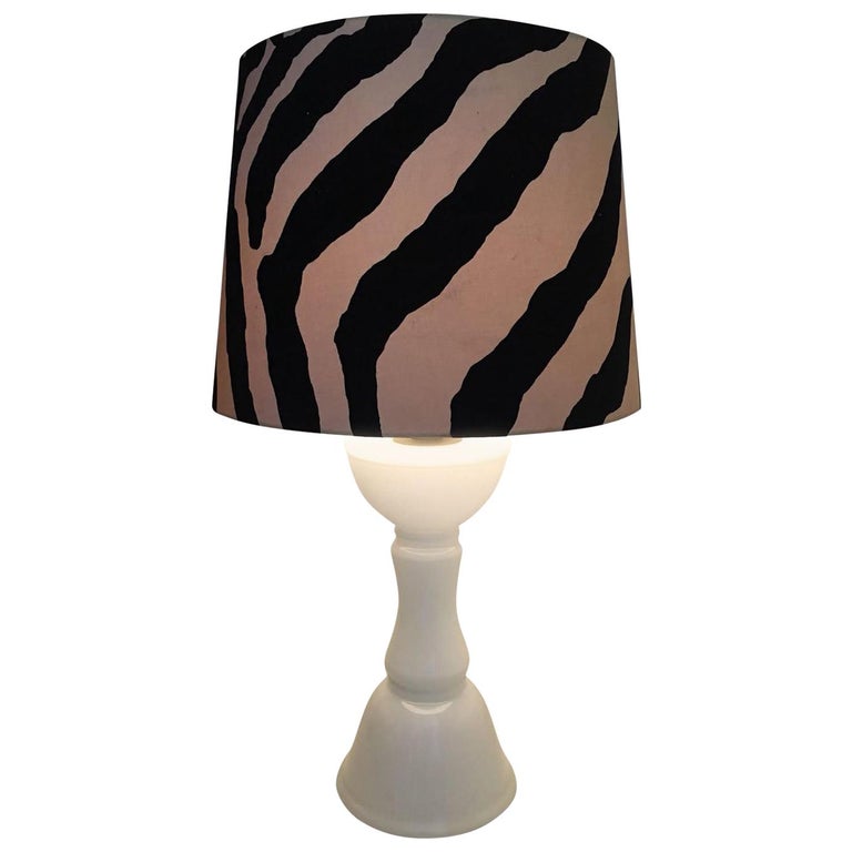 Large Floor Lamp Circa 1960s, Zebra Print Floor Lamp