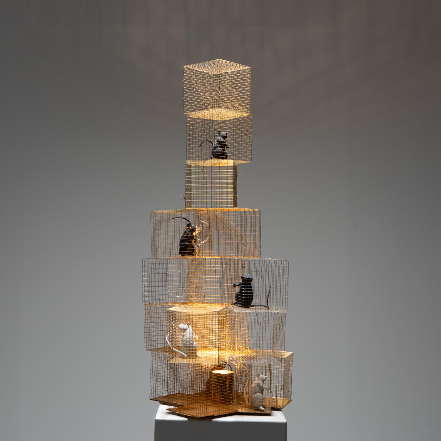 Gold Ingo Maurer, Seven Rats - Table Lamp, 2007 For Sale