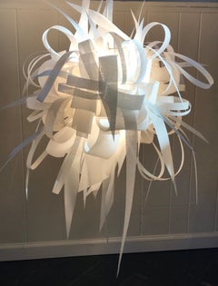 Ingo Maurer Style Abstract Pendant Light, Off-White Felt, Four Available