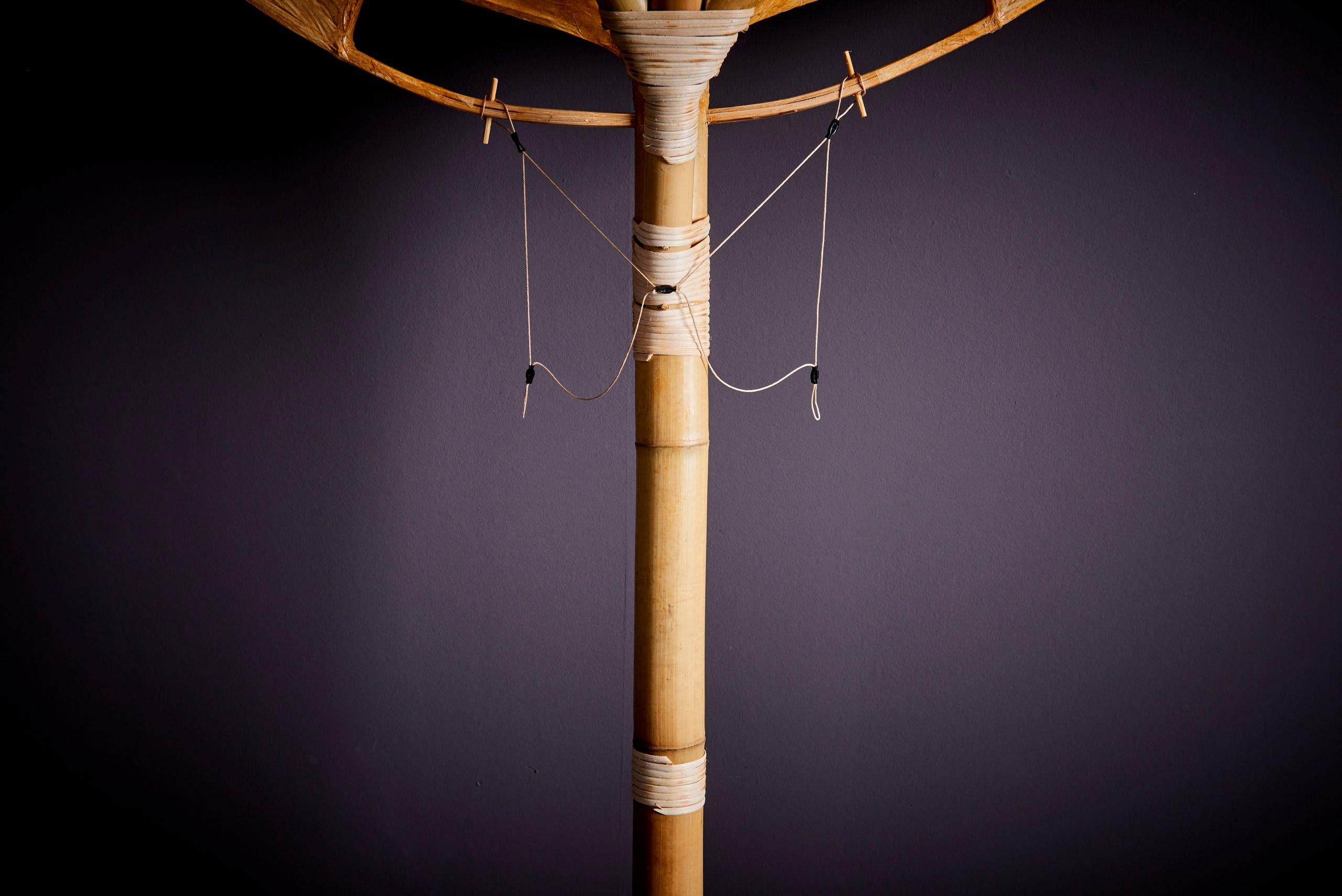 Ingo Maurer Uchiwa Floor Lamp in Bamboo and Paper, Germany 1970s  For Sale 6