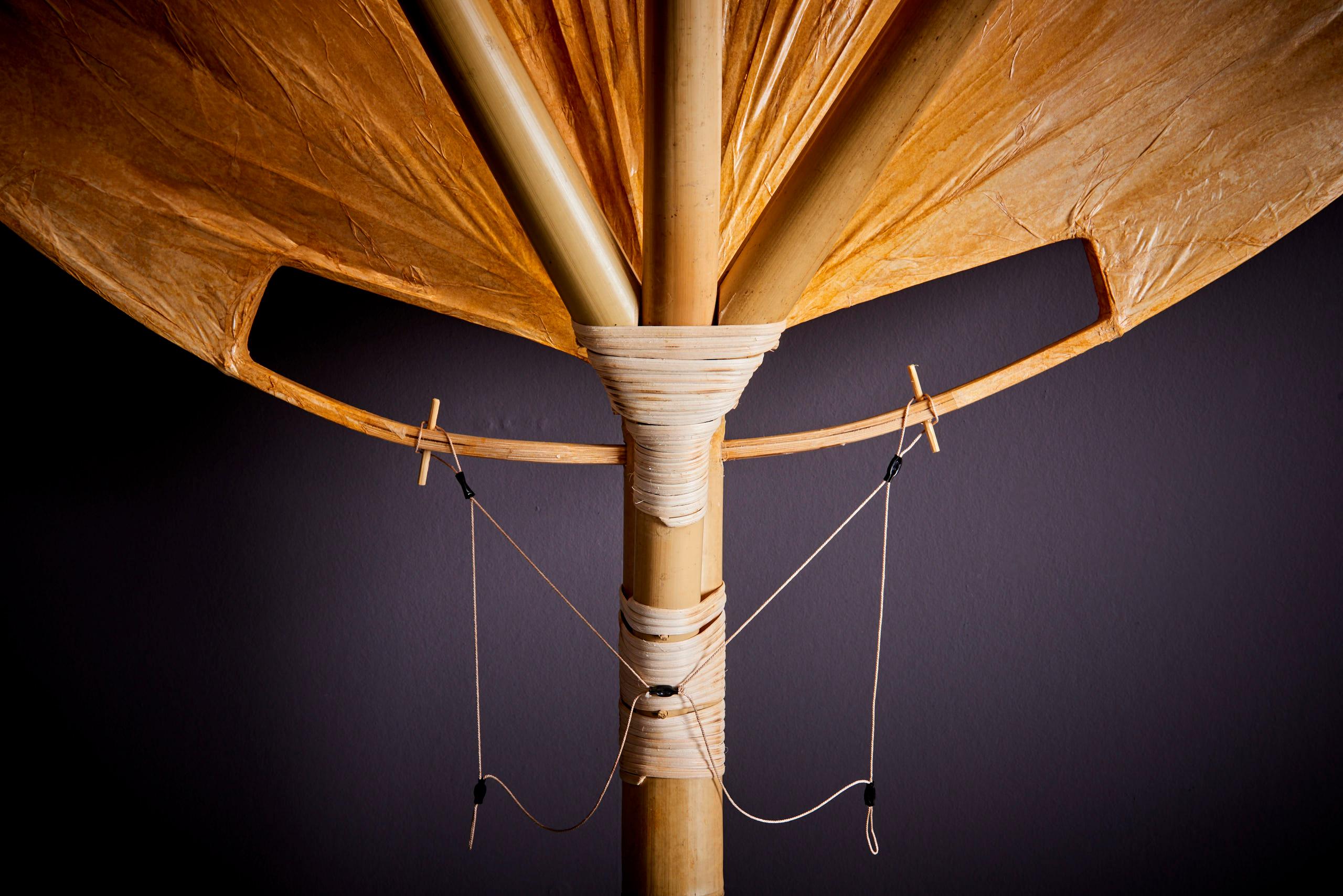 Uchiwa-Stehleuchte aus Bambus und Papier von Ingo Maurer, Deutschland, 1970er Jahre 2