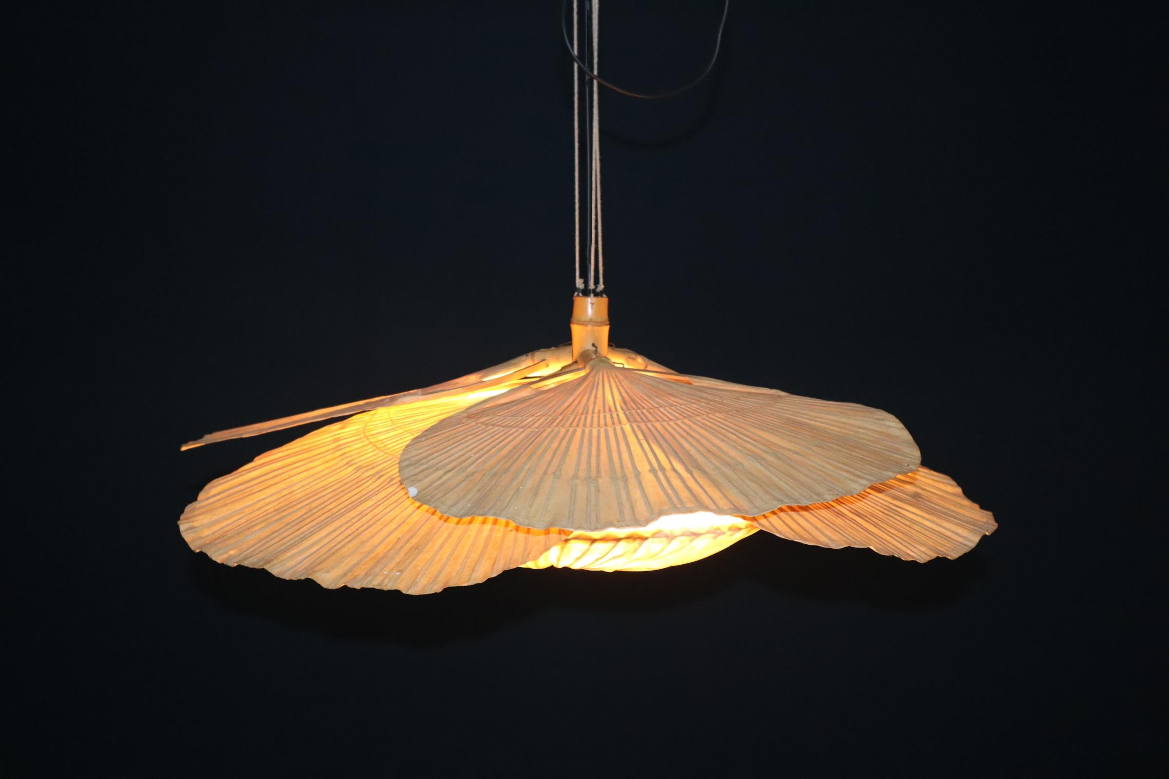 Fabric Ingo Maurer Uchiwa 'Hana' Lamp for M Design, Germany, 1970s