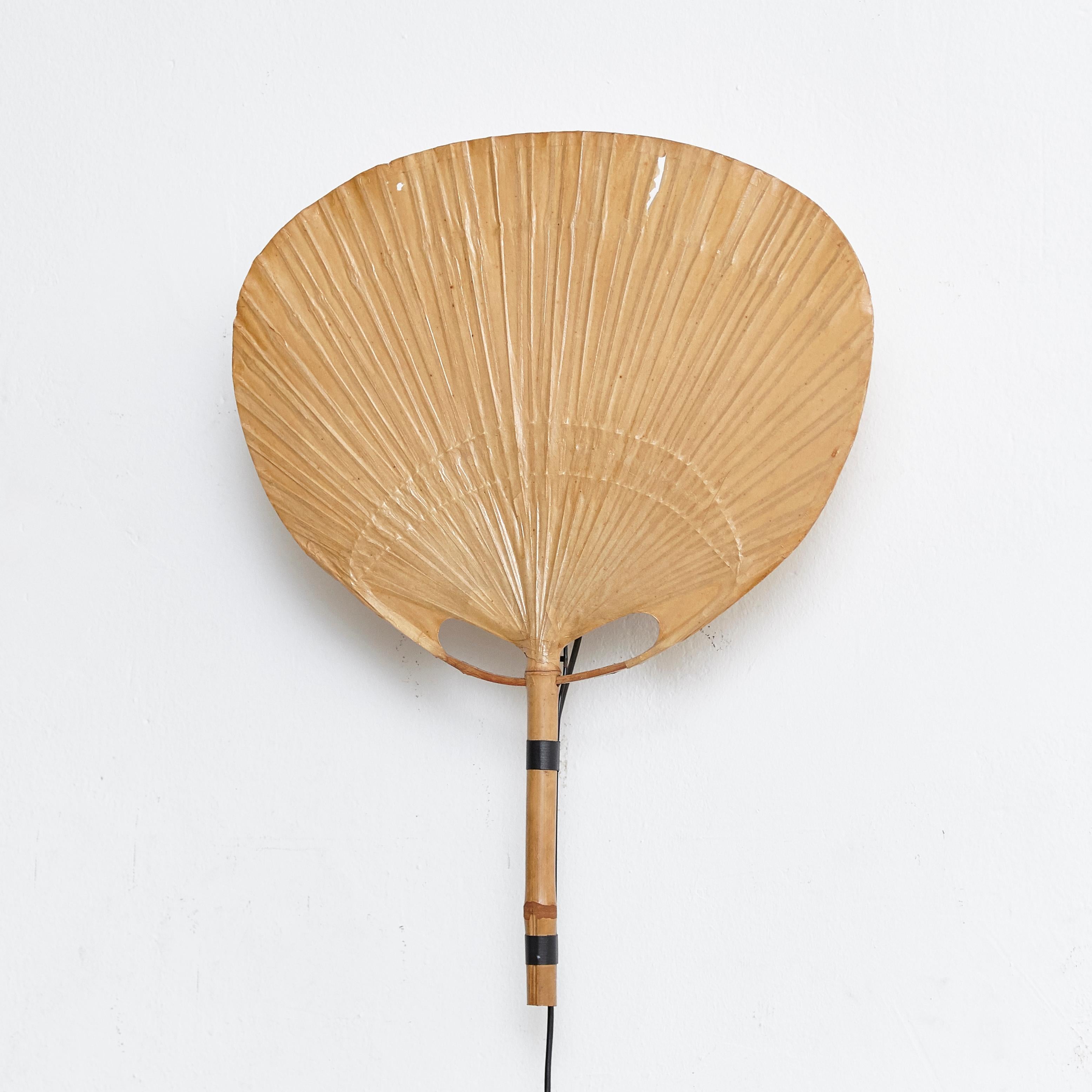 German Ingo Maurer Uchiwa Mid-Century Modern Bamboo Sconce Lamp, circa 1970