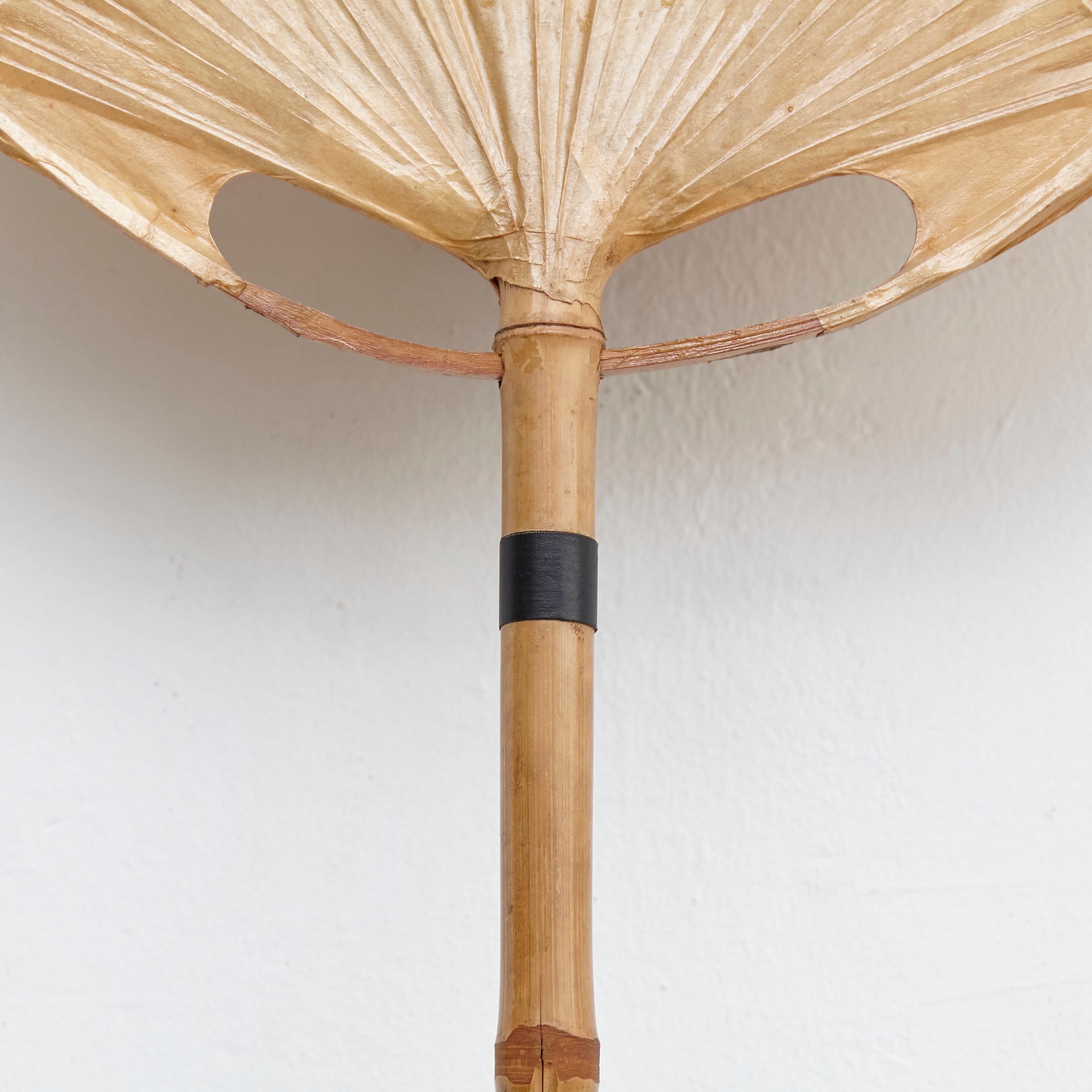 Ingo Maurer Uchiwa Mid-Century Modern Bamboo Sconce Lamp, circa 1970 In Good Condition In Barcelona, Barcelona