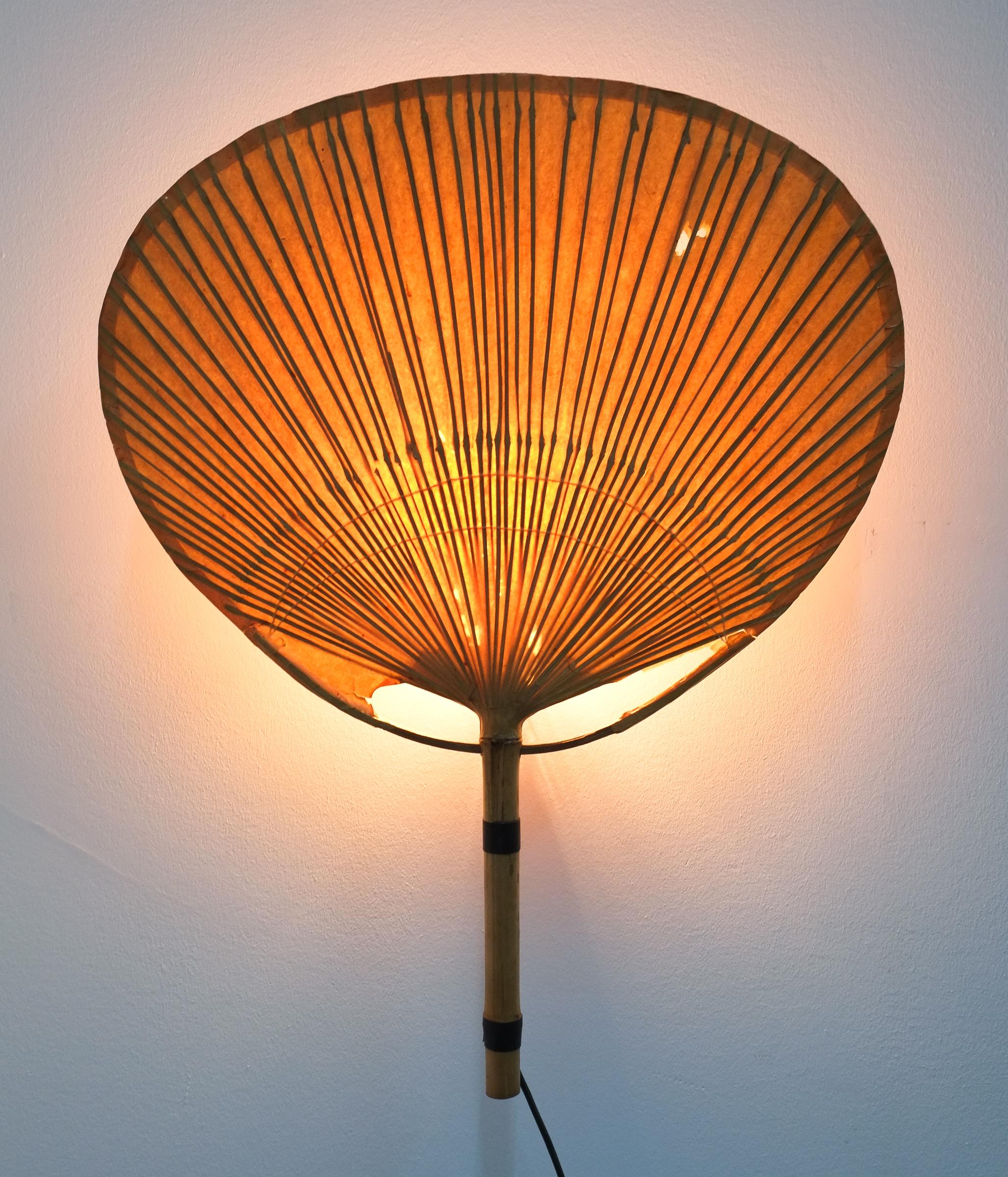 Ingo Maurer Uchiwa Pair of Paper Wall Lights, Germany, 1970 In Fair Condition In Vienna, AT