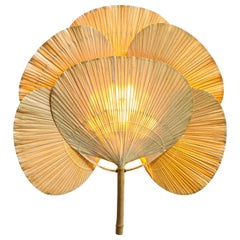Ingo Maurer Uchiwa Wall Lamp, Bamboo Frame, Paper Fans, Germany, 1970