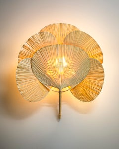Ingo Maurer Uchiwa Wall Lamp, Bamboo Frame, Paper Fans, Germany, 1970