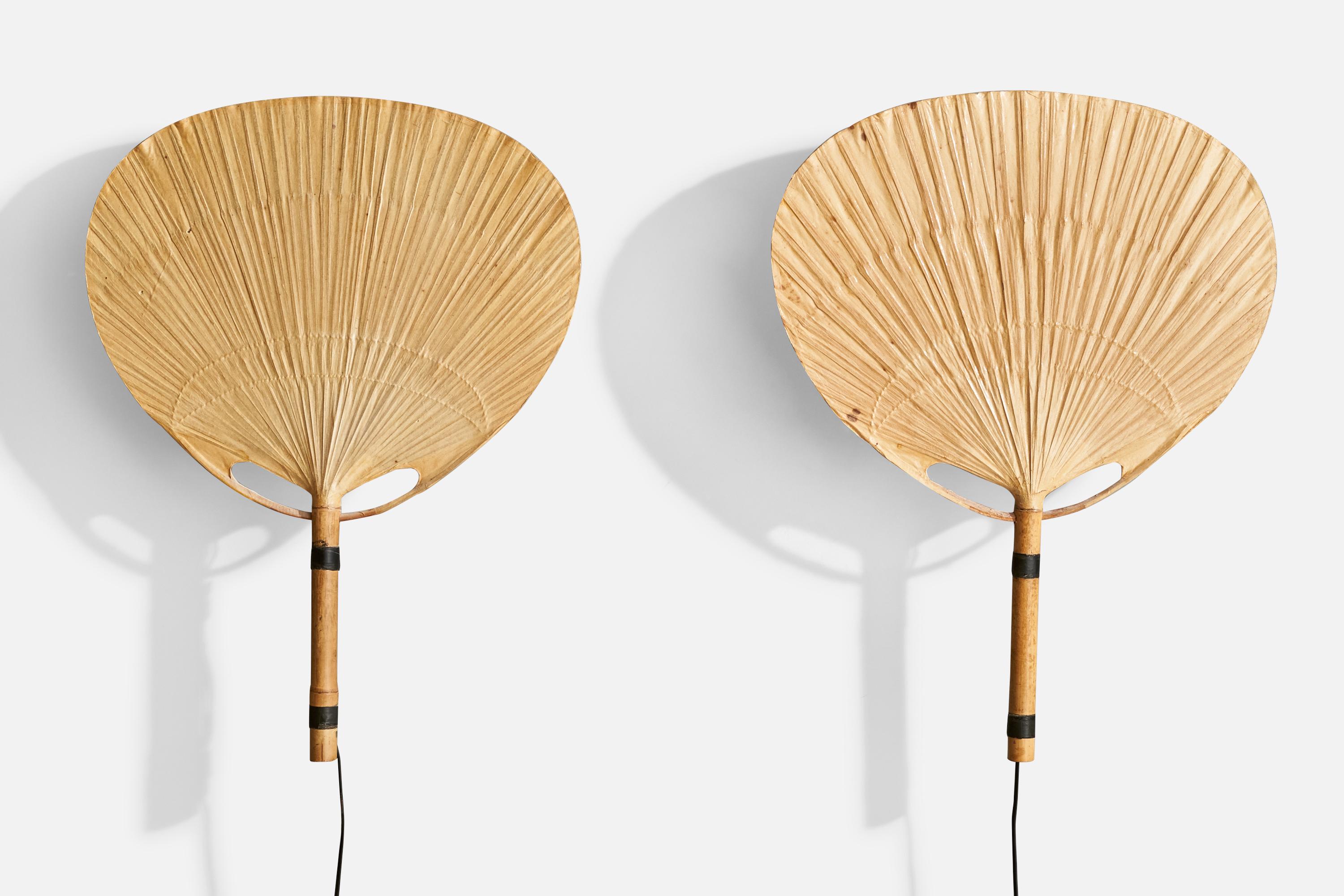 Ingo Maurer, Uchiwa Wall Lights, Bambus, Papier, Deutschland, 1970er Jahre im Zustand „Gut“ in High Point, NC