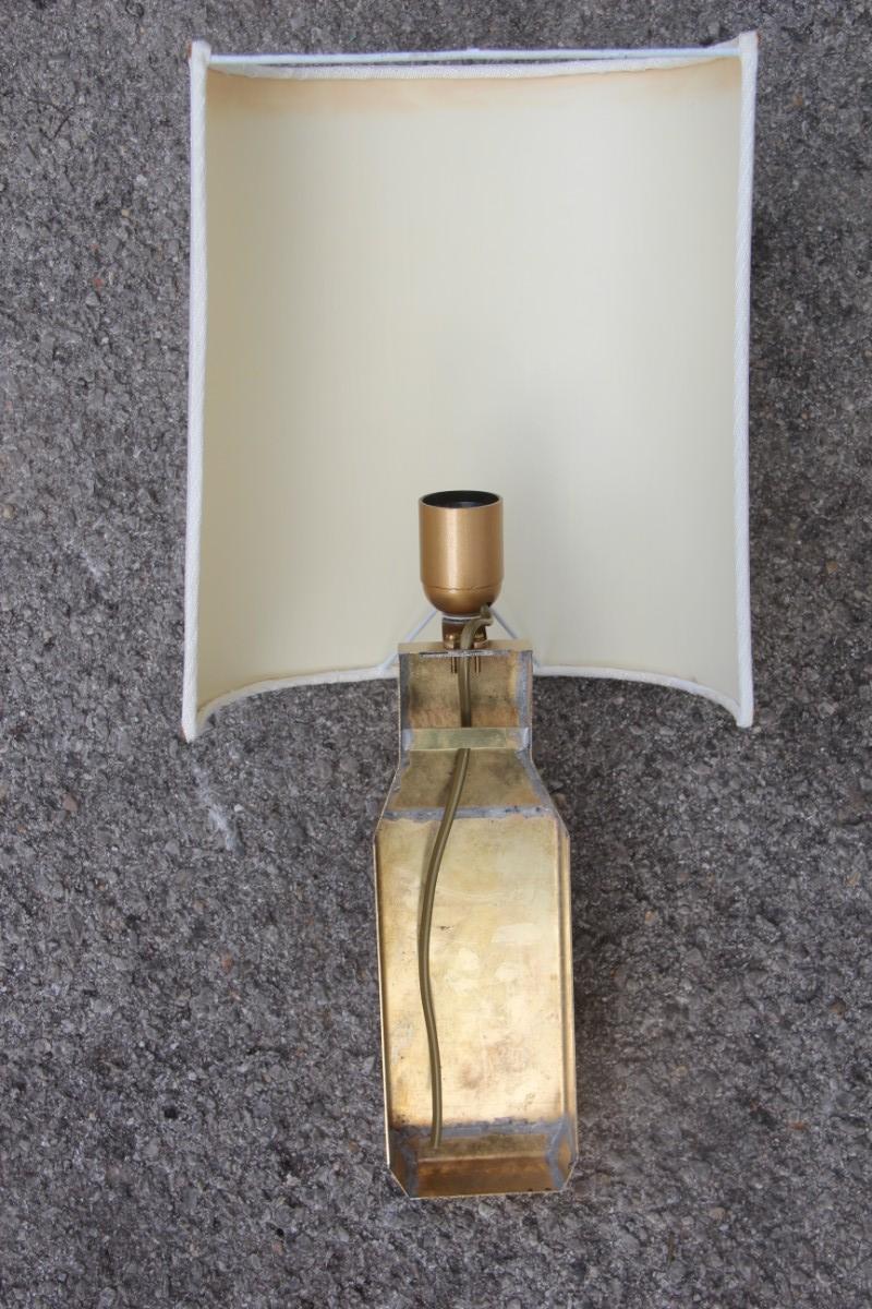 Ingot Wall Sconce Italian Design Brass Satin Modern Silk Shantung Dome Handmade For Sale 8