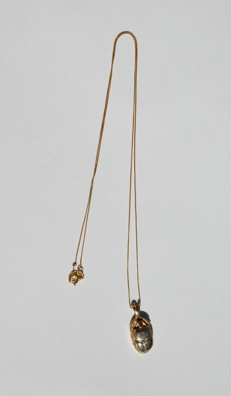 Ingram Cecil 14 Karat Gold Scarab Beetle Pendant Necklace For Sale at ...