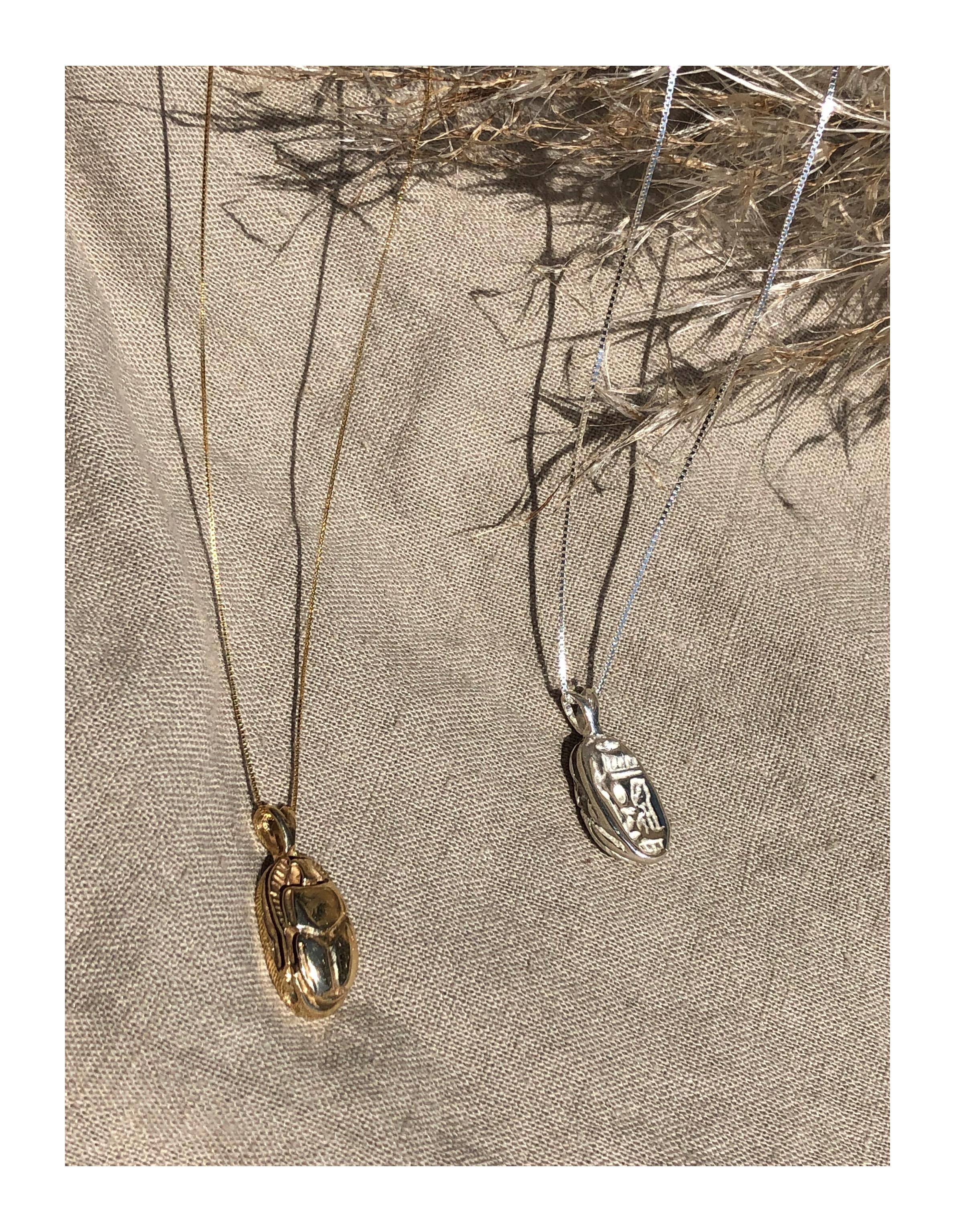 gold scarab beetle necklace