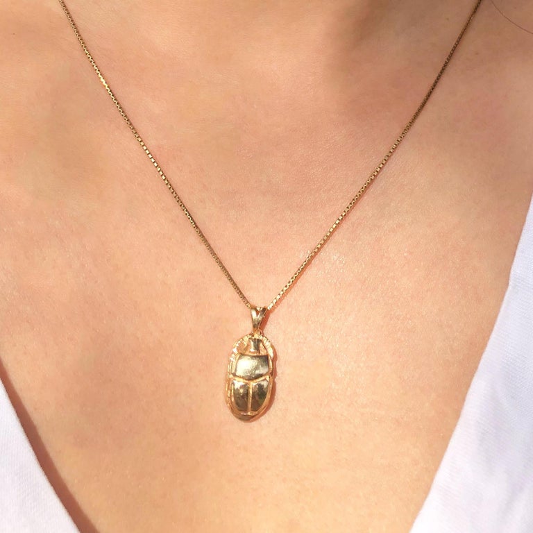 Ingram Cecil 14 Karat Gold Scarab Beetle Pendant Necklace For Sale at ...