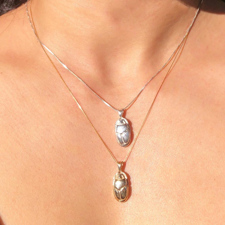 Ingram Cecil 14 Karat Gold Scarab Beetle Pendant Necklace For Sale at ...