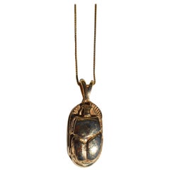 Ingram Cecil 14 Karat Gold Scarab Beetle Pendant Necklace