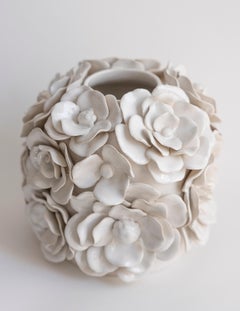 Ingram White Porcelain Floral Bottle Neck Vase