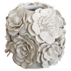 Ingram White Porcelain Floral Bottle Neck Vase