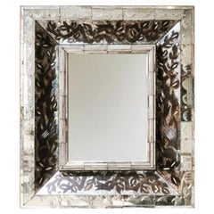 Ingrand "Verre Églomisé" Glass and Oak Mirror