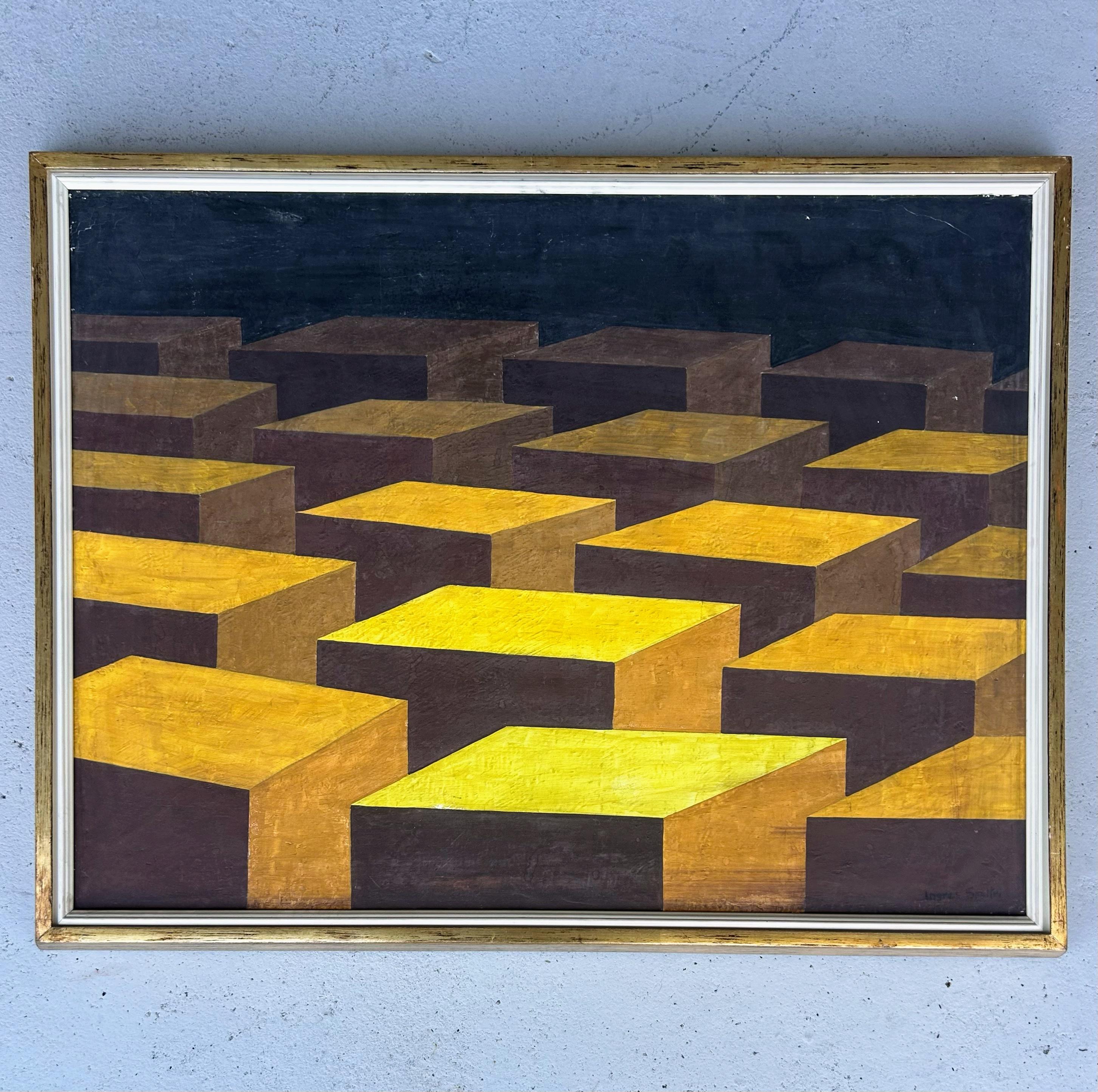 Ingres Speltri Modernista Op Art Pintura Geométrica Abstracta, Brasil 

Se ofrece a la venta un cuadro modernista creado por el artista brasileño Ingres Speltri que figura en la lista
(b. 1940). Hijo de un artista, Speltri recibió la influencia de