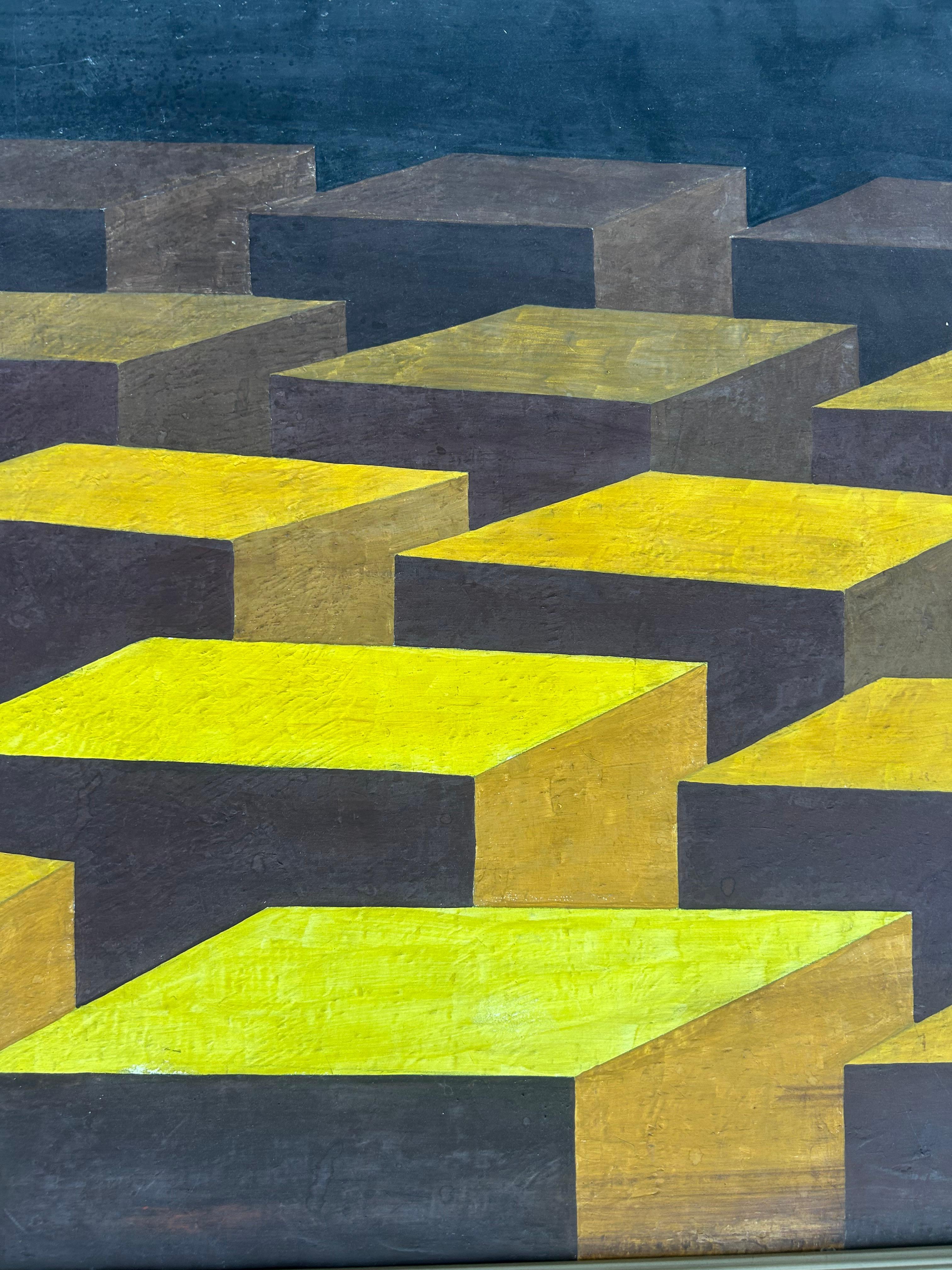 Ingres Speltri Modernista Op Art Pintura Geométrica Abstracta, Brasil en Bueno estado para la venta en Miami, FL